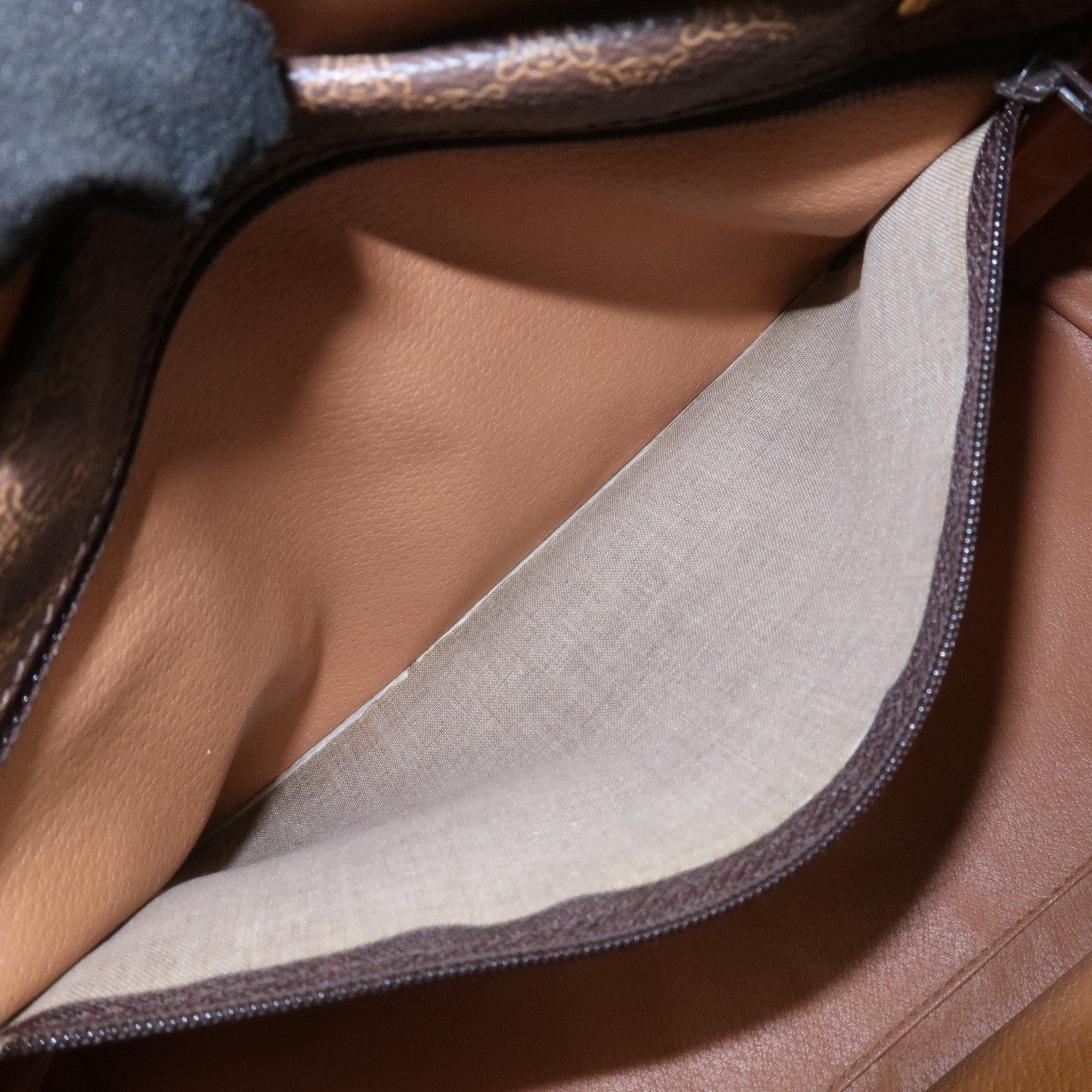 CELINE Macadam PVC Coating Canvas Leather Boston Bag Brown