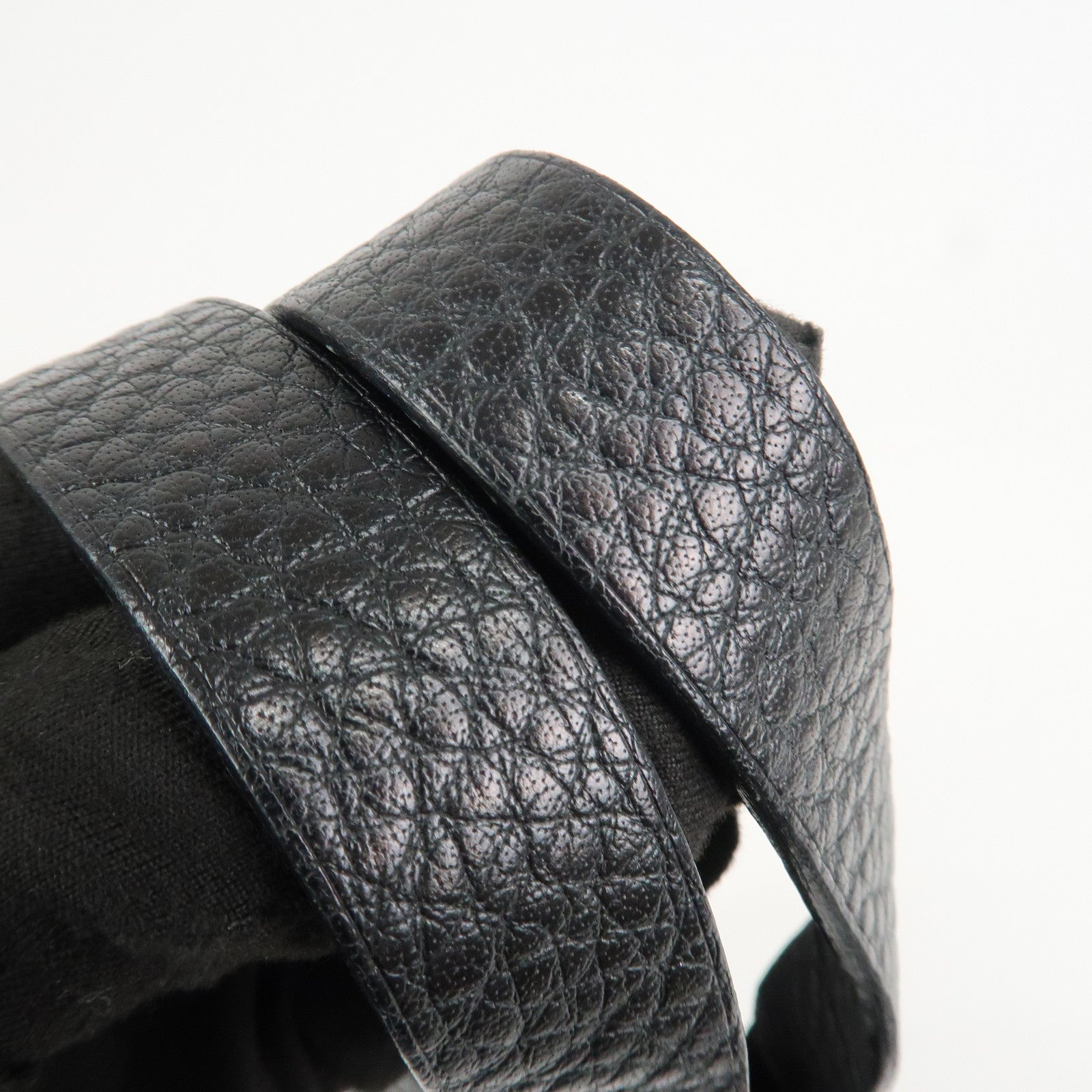 HERMES Amedaba PM Diago Canvas Leather Tote Bag Hand Bag Black