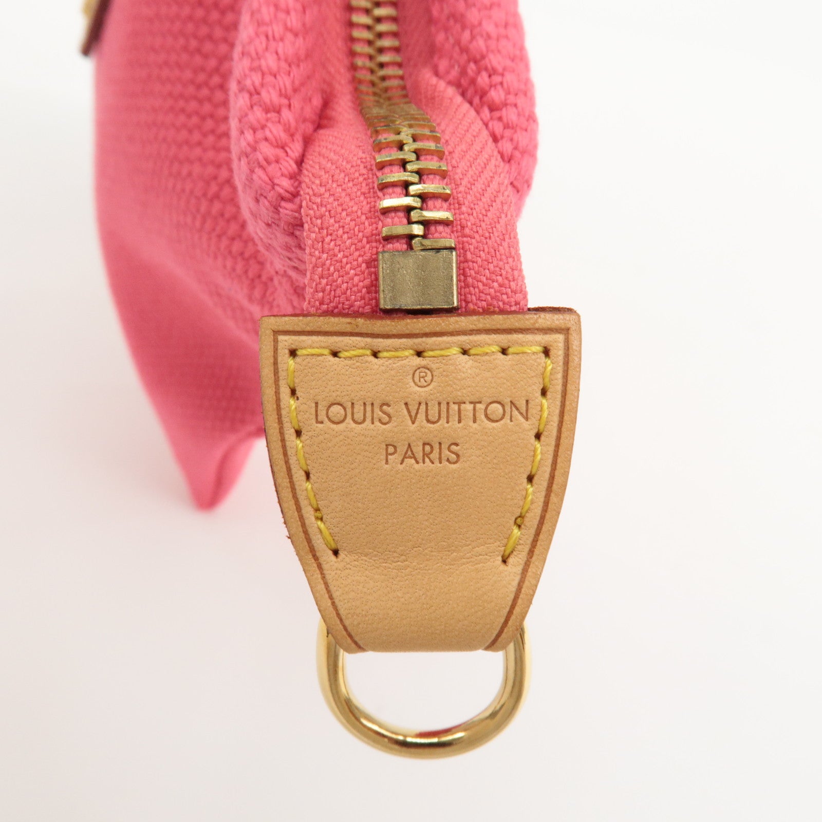 Louis Vuitton Antigua Canvas Leather Pochette Plat PM Pink M40068 Used