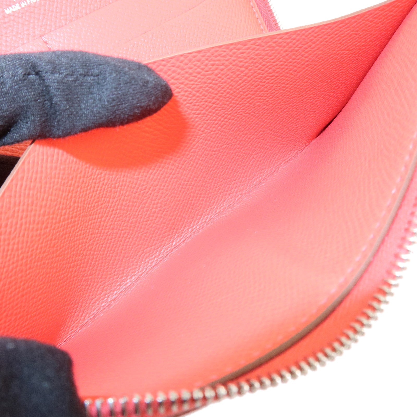 HERMES Soie Cool Flamingo Party Silk Leather Wallet Rose Gype Used