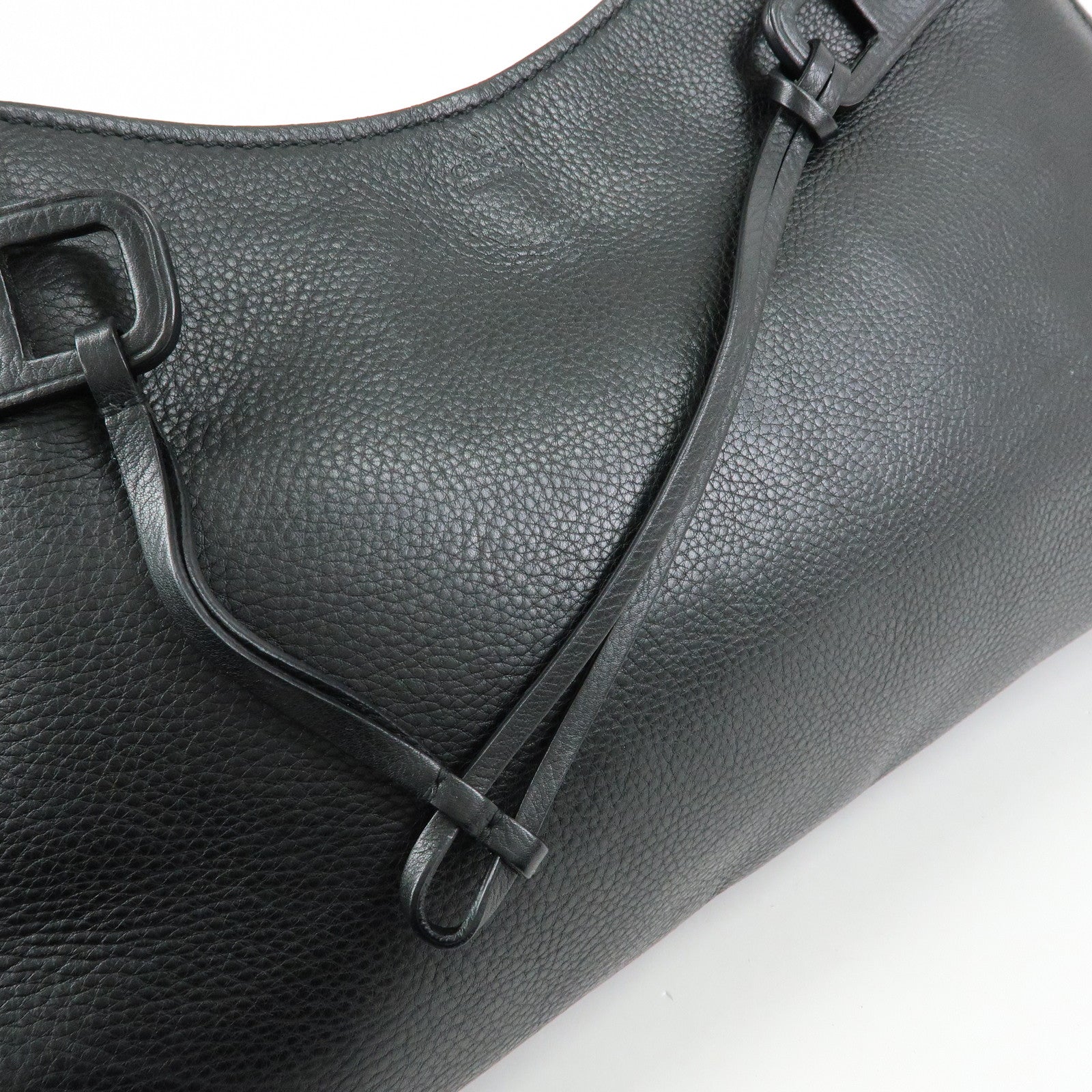 GUCCI Bamboo Leather Bamboo Hand Bag Black 109136