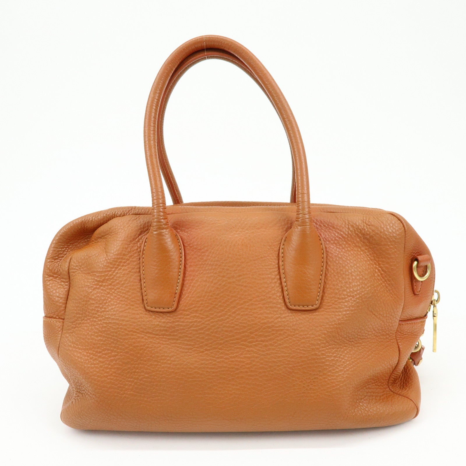 PRADA Leather 2Way Bag Hand Bag Shoulder Bag Light Brown BL0816
