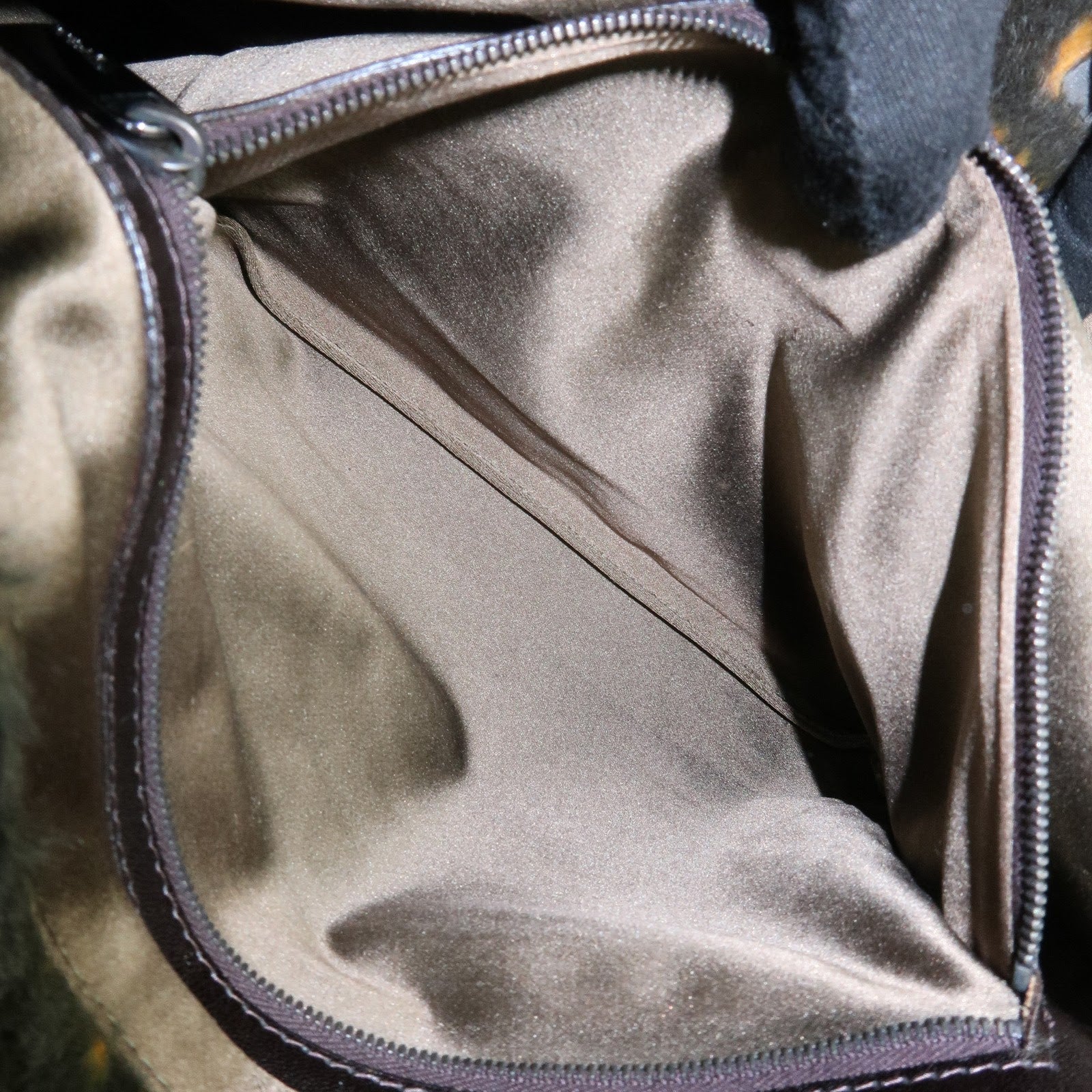 FENDI Fur Leather Tote Bag Hand Bag Brown Yellow 8BH005