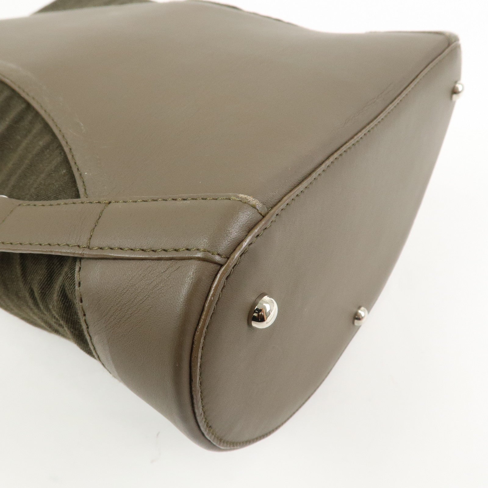 LOEWE Anagram Canvas Leather Backpack Rucksuck Khaki Brown