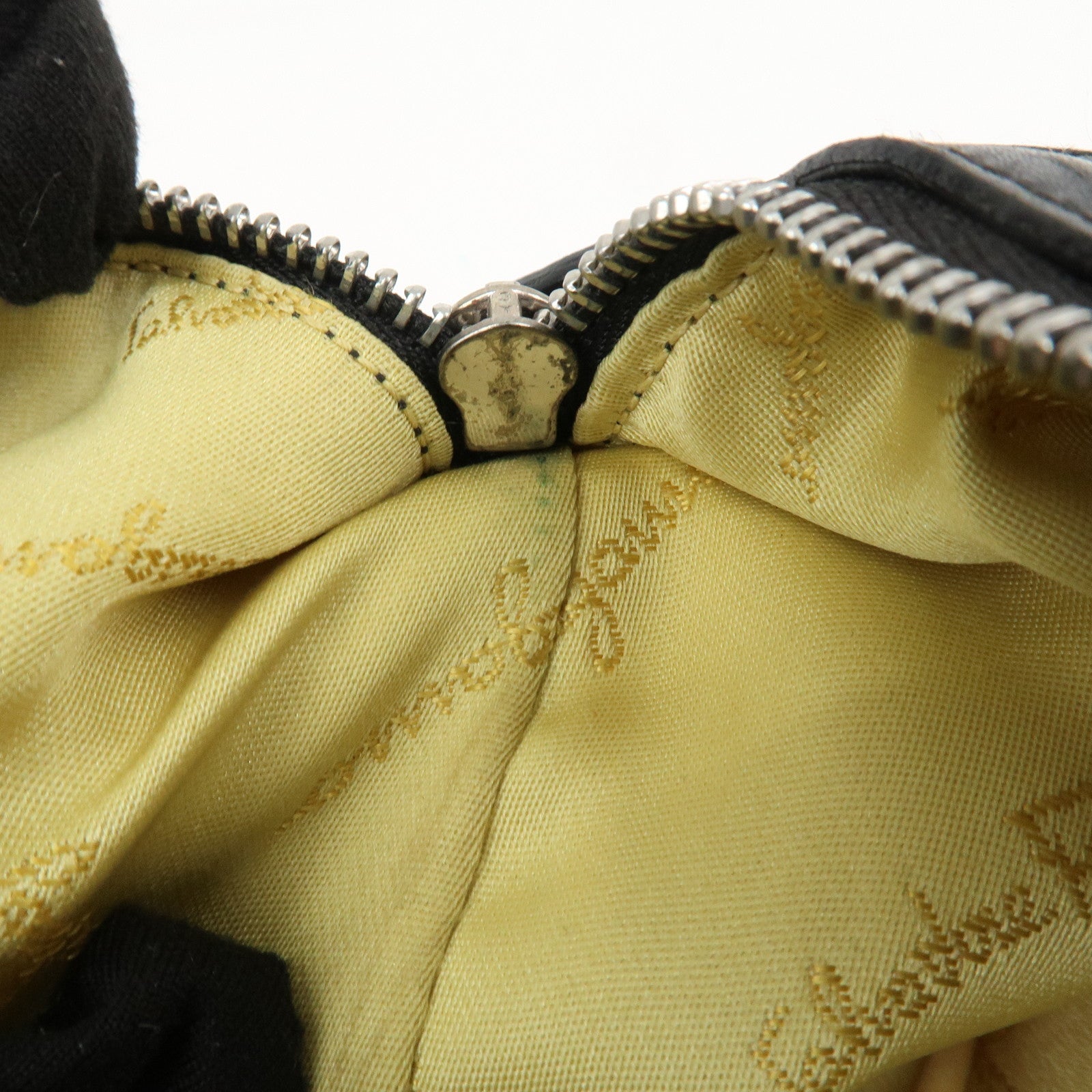 Ferragamo Nylon Leather Mini Hand Bag Shoulder Bag Animal Black