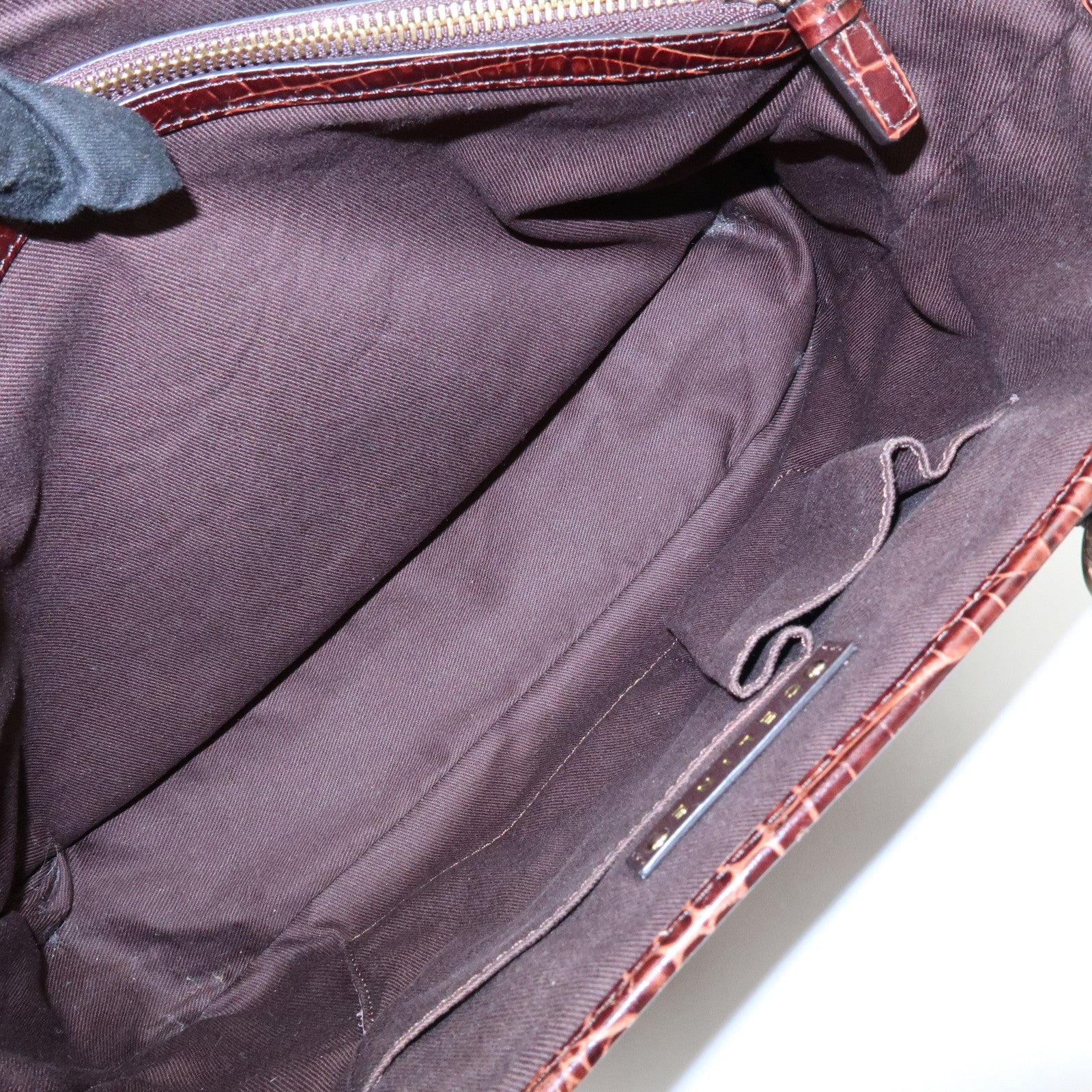 CELINE Macadam Embossed Leather Canvas Boogie Bag Hand Bag Brown