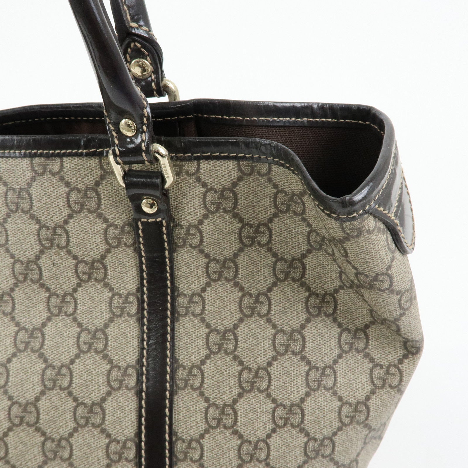 GUCCI GG Supreme Patent Leather Tote Bag Shoulder Bag 197953