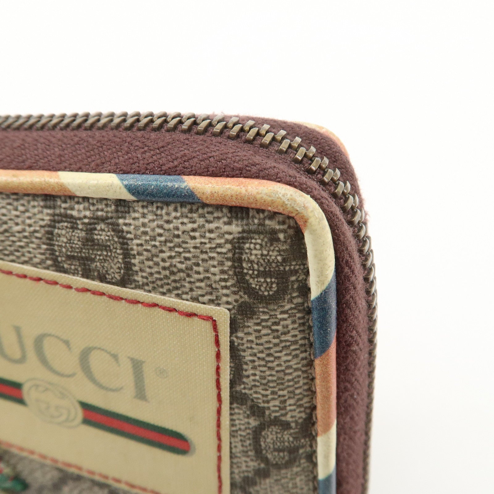 GUCCI GG Supreme Courier Round Zippy Long Wallet Beige 473909