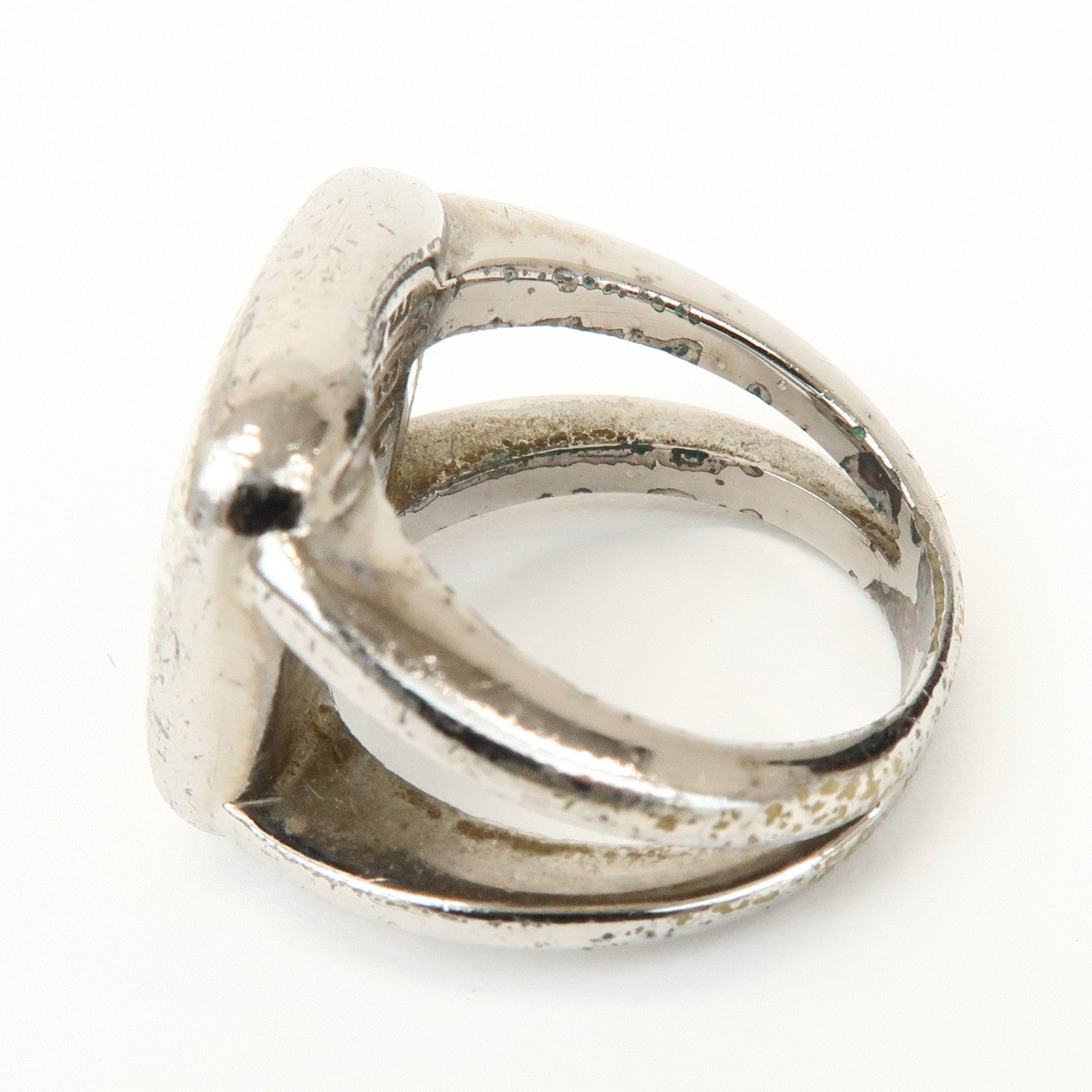 HERMES Metal Corozo Sellier Ring Shell Silver