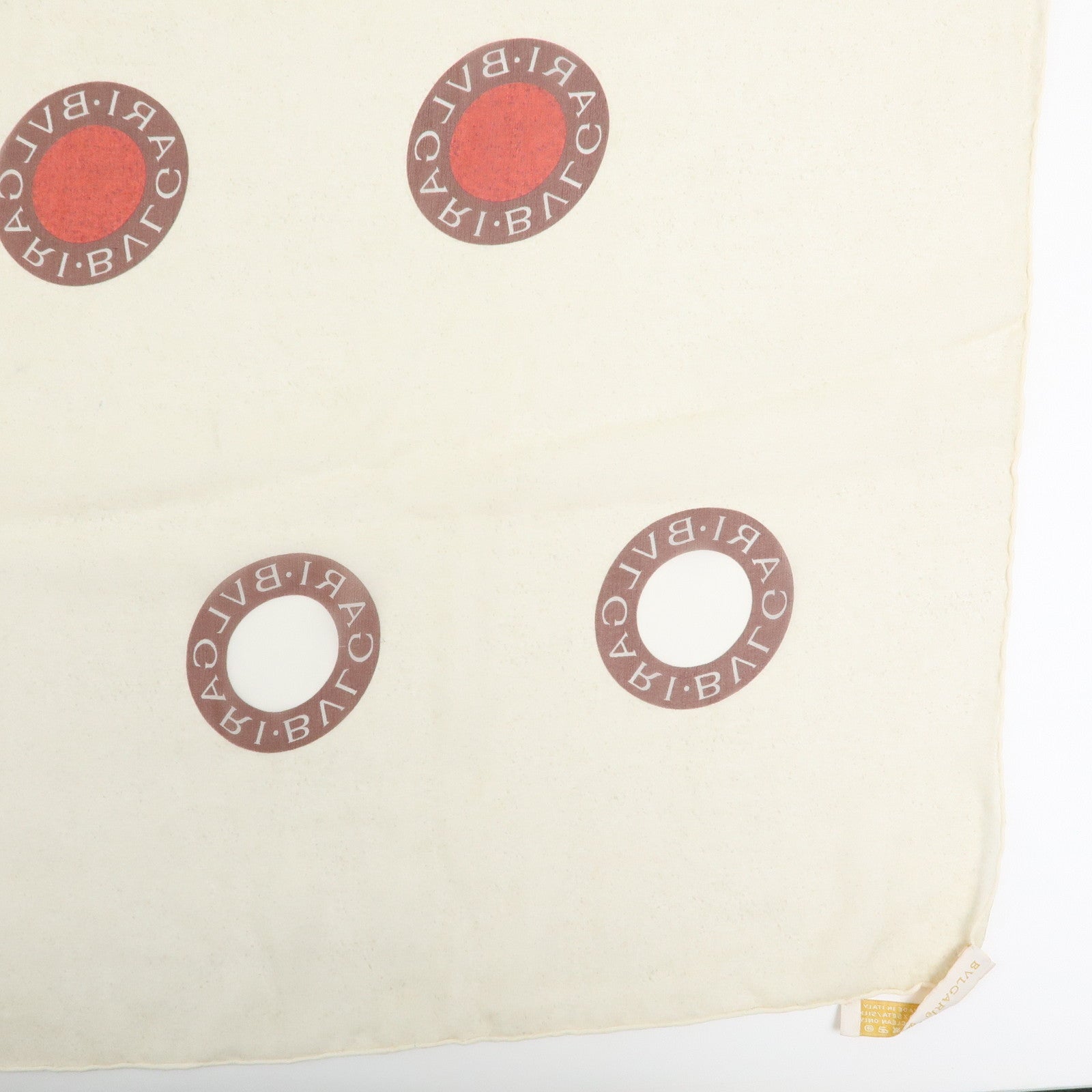 BVLGARI BVLGARI Silk 100% Sheer Scarf Beige Red