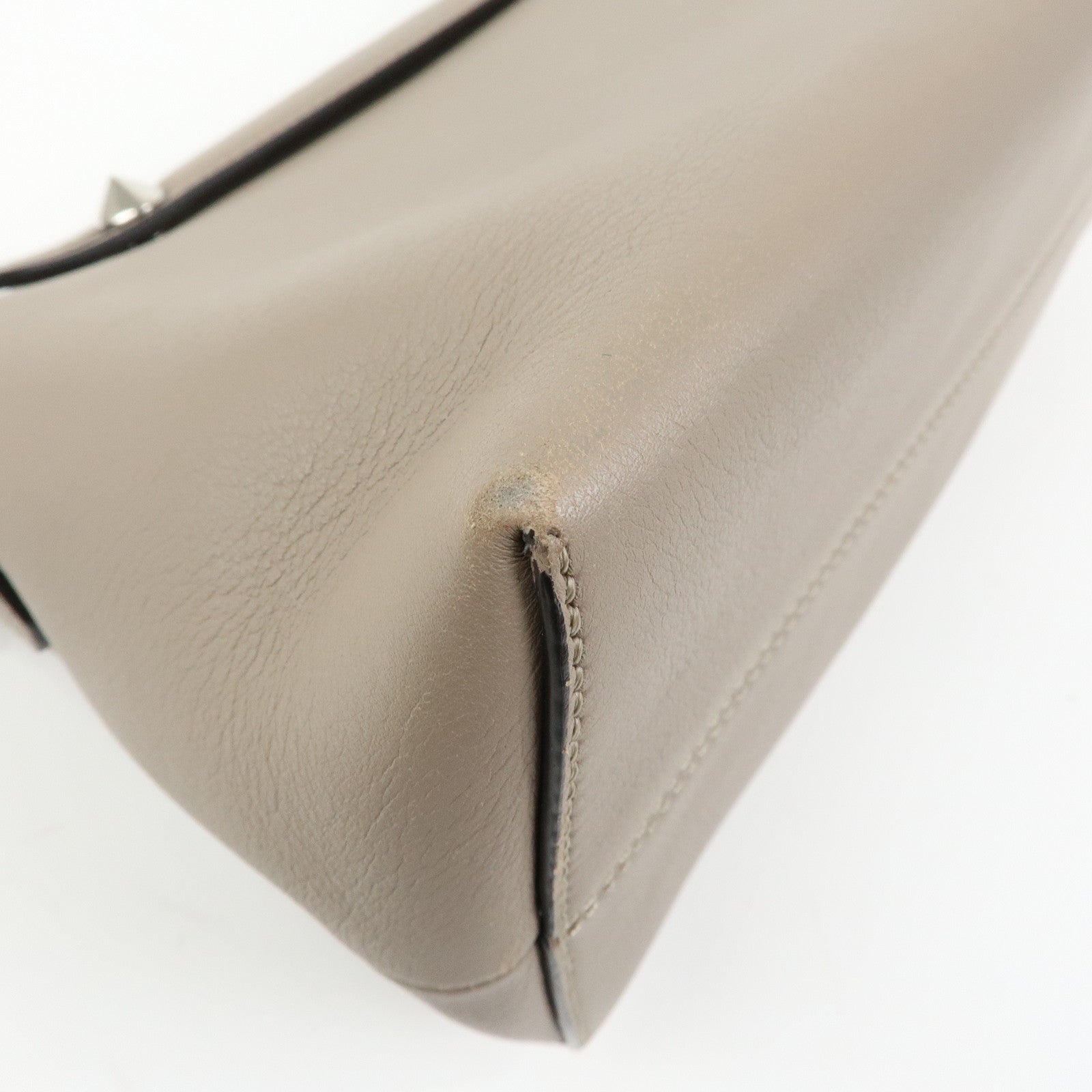 FENDI By The Way Medium Leather 2Way Bag Hand Bag Greige 8BL146