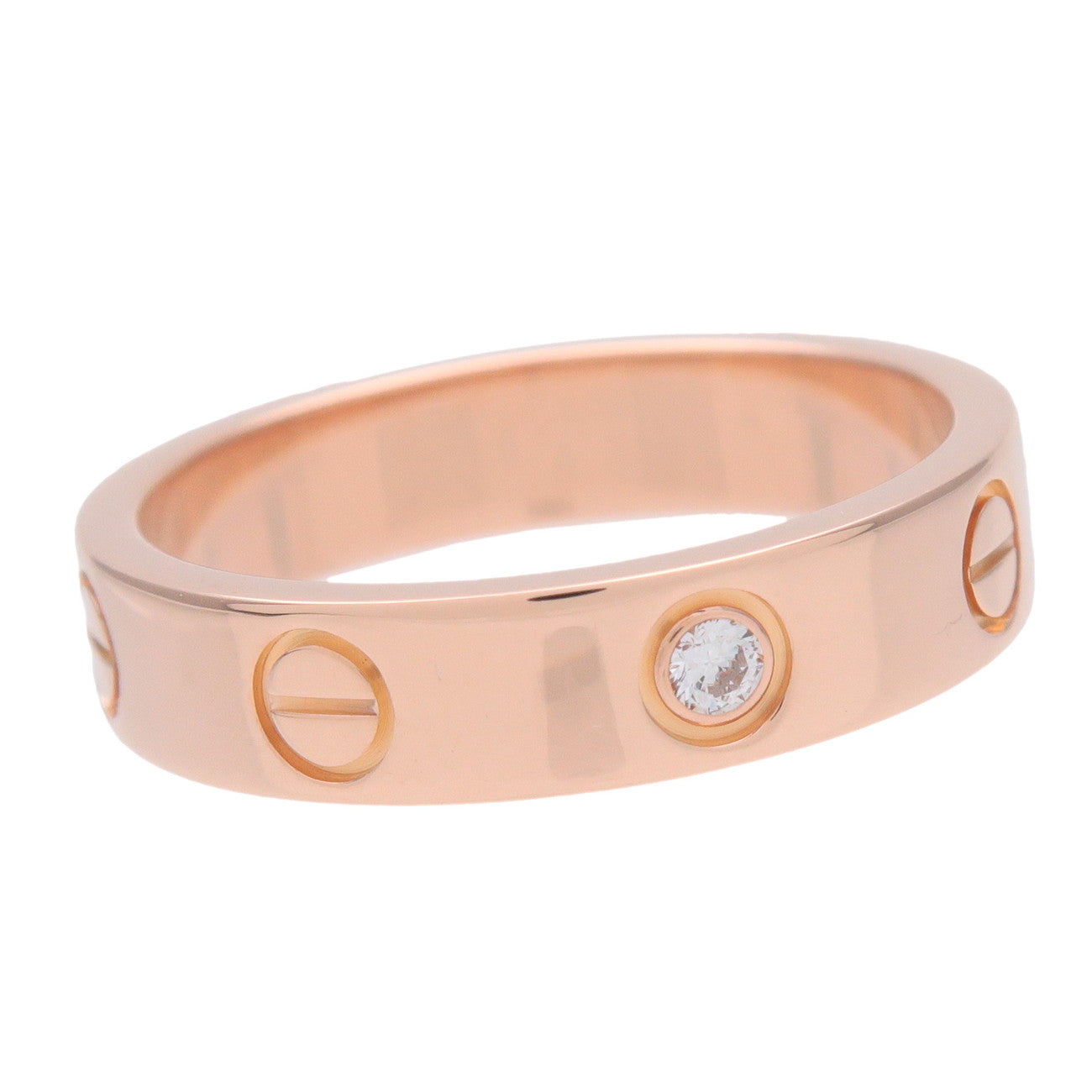 Cartier Mini Love 1P Diamond Ring K18 750PG Rose Gold #50 US5.25