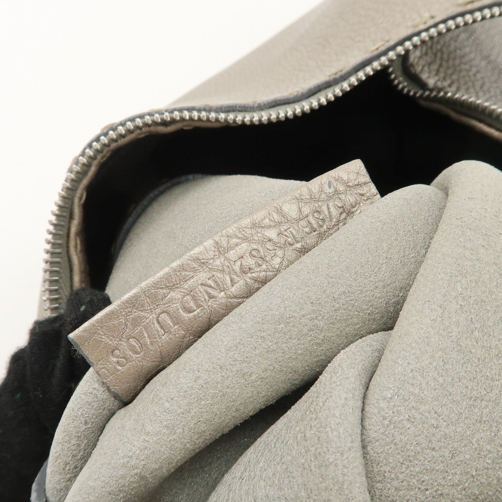 FENDI Selleria Leather Tote Bag Shoulder Bag Hand Bag Gray Used