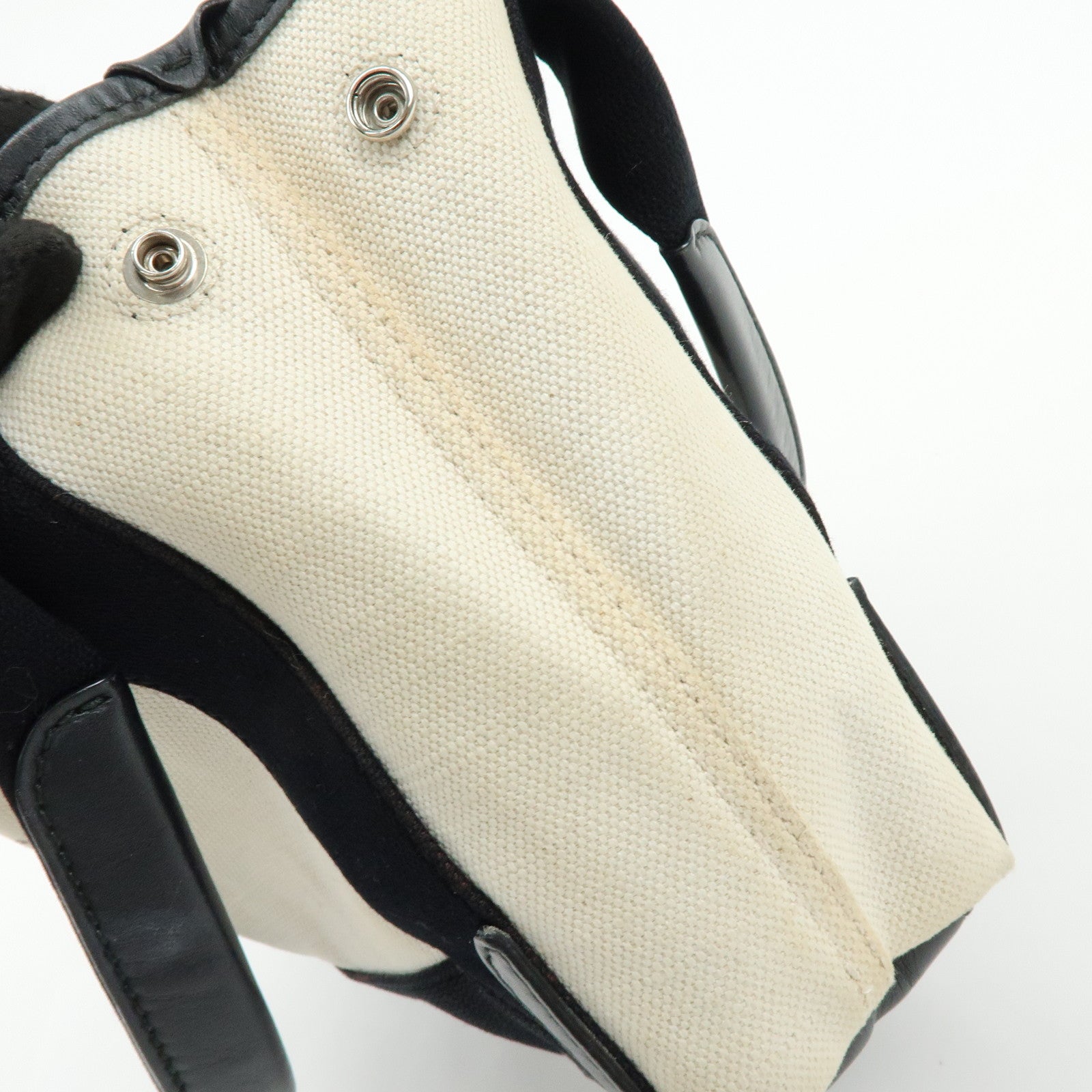 BALENCIAGA Navy Cabas XS Canvas 2WAY Bag Natural Black 390346