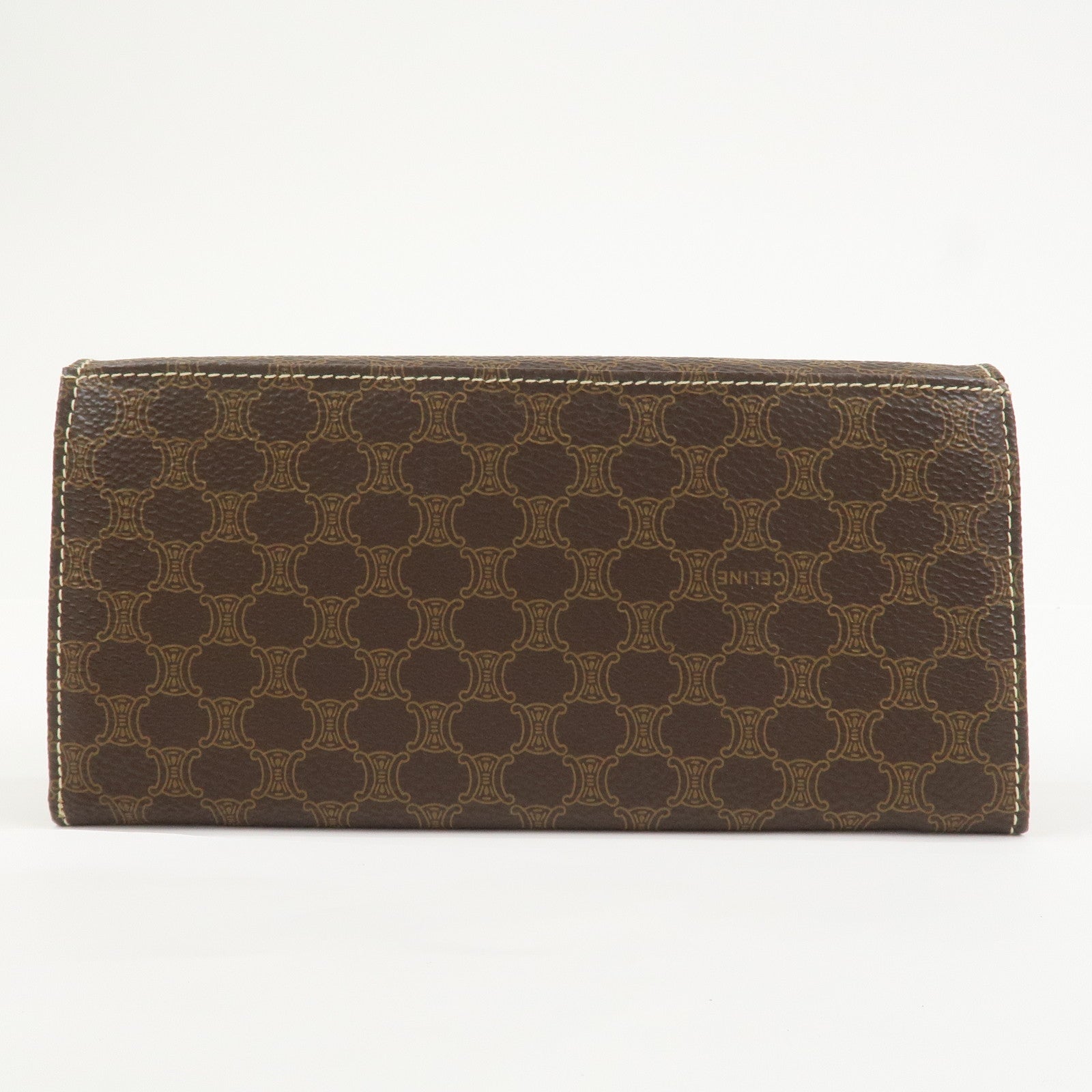 CELINE Macadam PVC Leather Flap Long Wallet Brown Beige