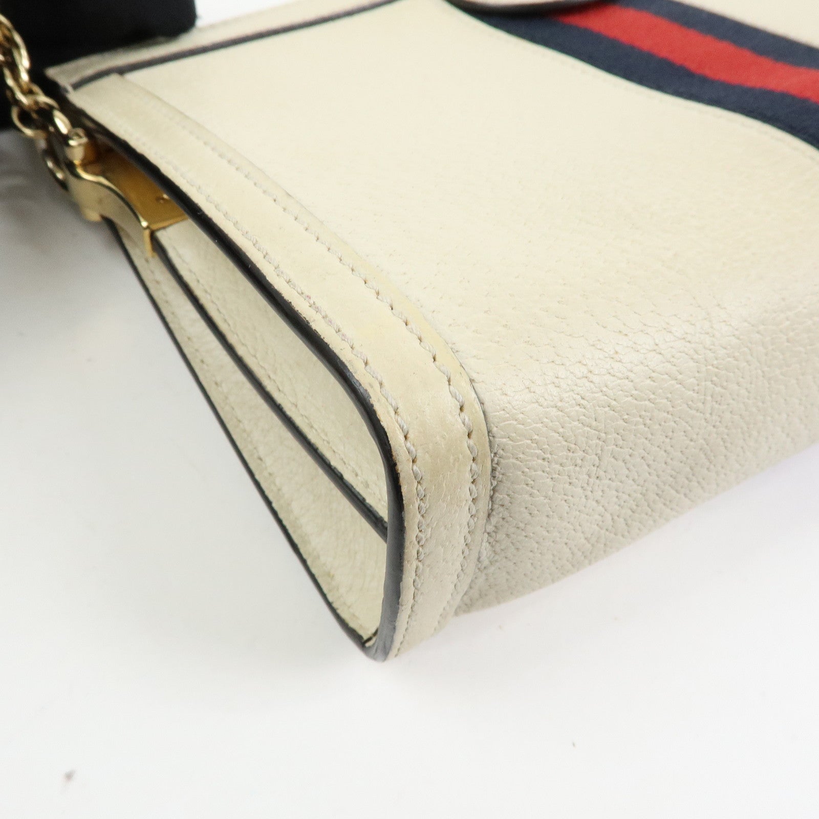 GUCCI Ophidia Sherry Leather Shoulder Bag Cutch Bag Ivory 503877