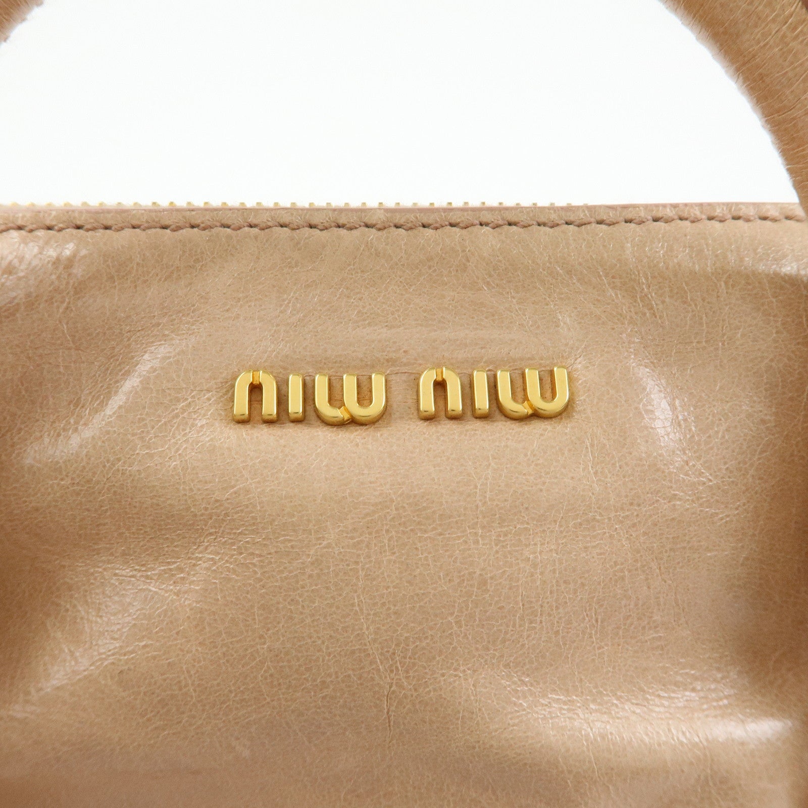 MIU MIU Leather Side Ribbon 2Way Bag Hand Bag Shoulder Bag Beige