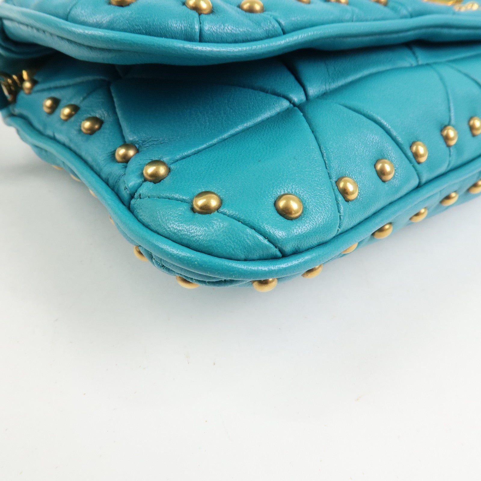 MIUMIU Matelasse Leather 2 Way Bag Shoulder Bag Blue RP0169