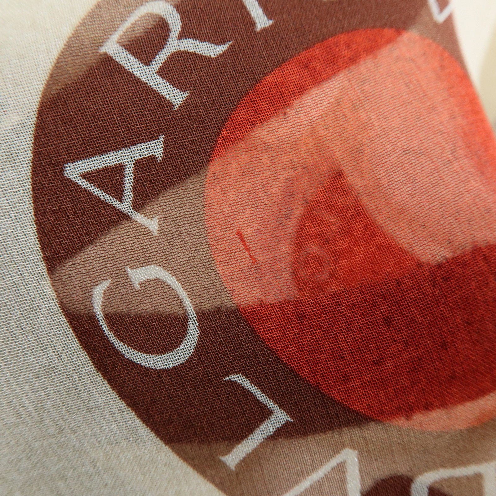 BVLGARI BVLGARI Silk 100% Sheer Scarf Beige Red