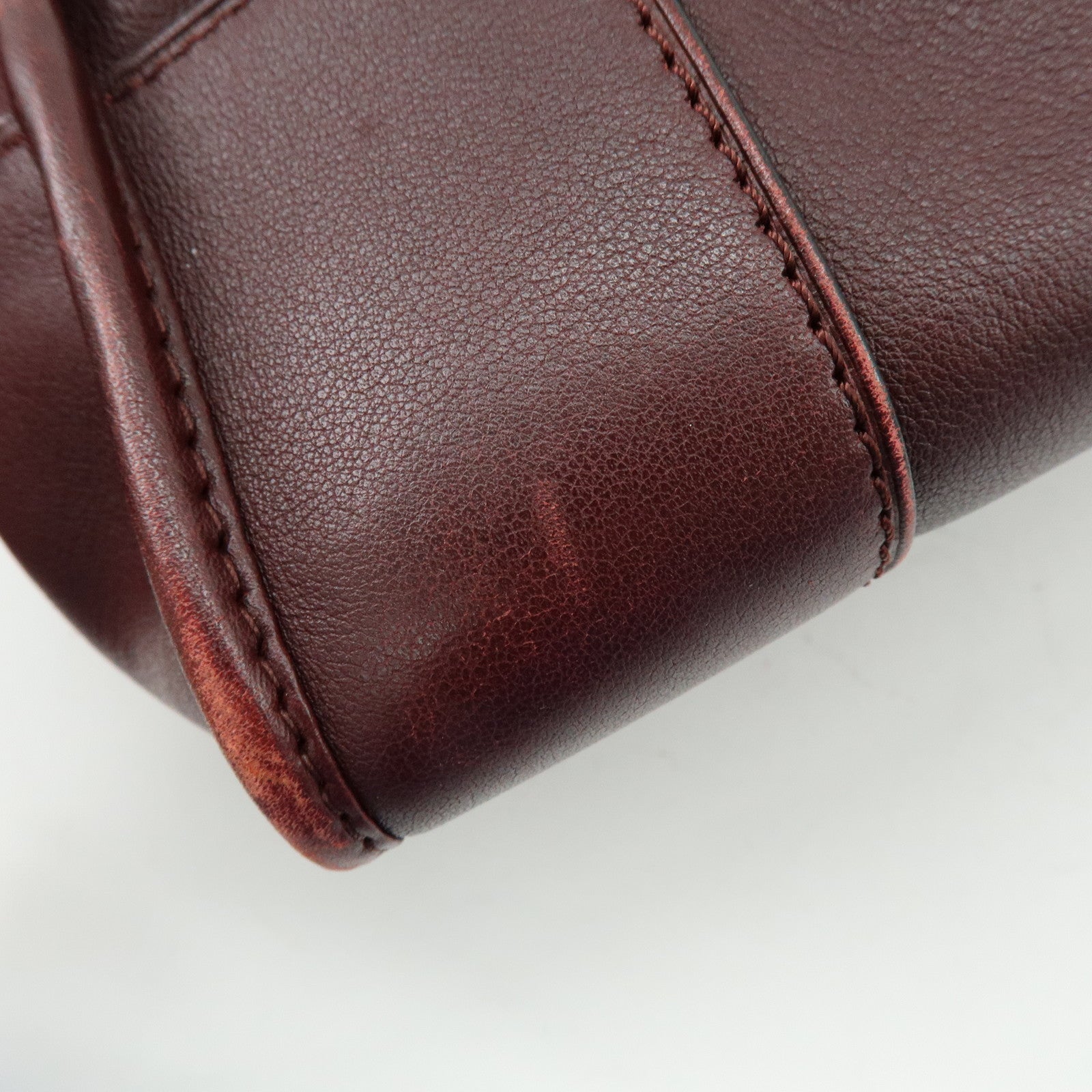 LOEWE Anagram Amazona 36 Calf Leather Hand Bag Boston Bag Wine Red