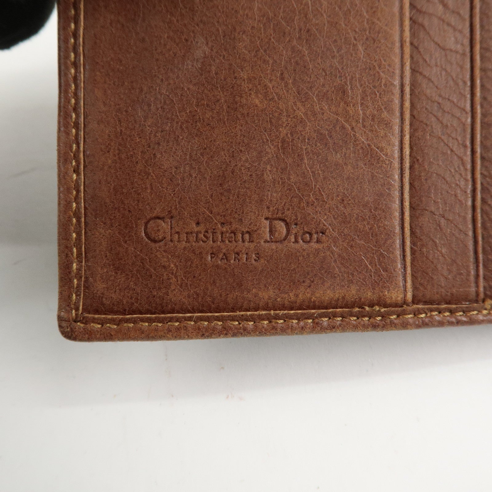 Christian Dior Leather Denim Bi-fold Compact Wallet 46BM-0024 Used