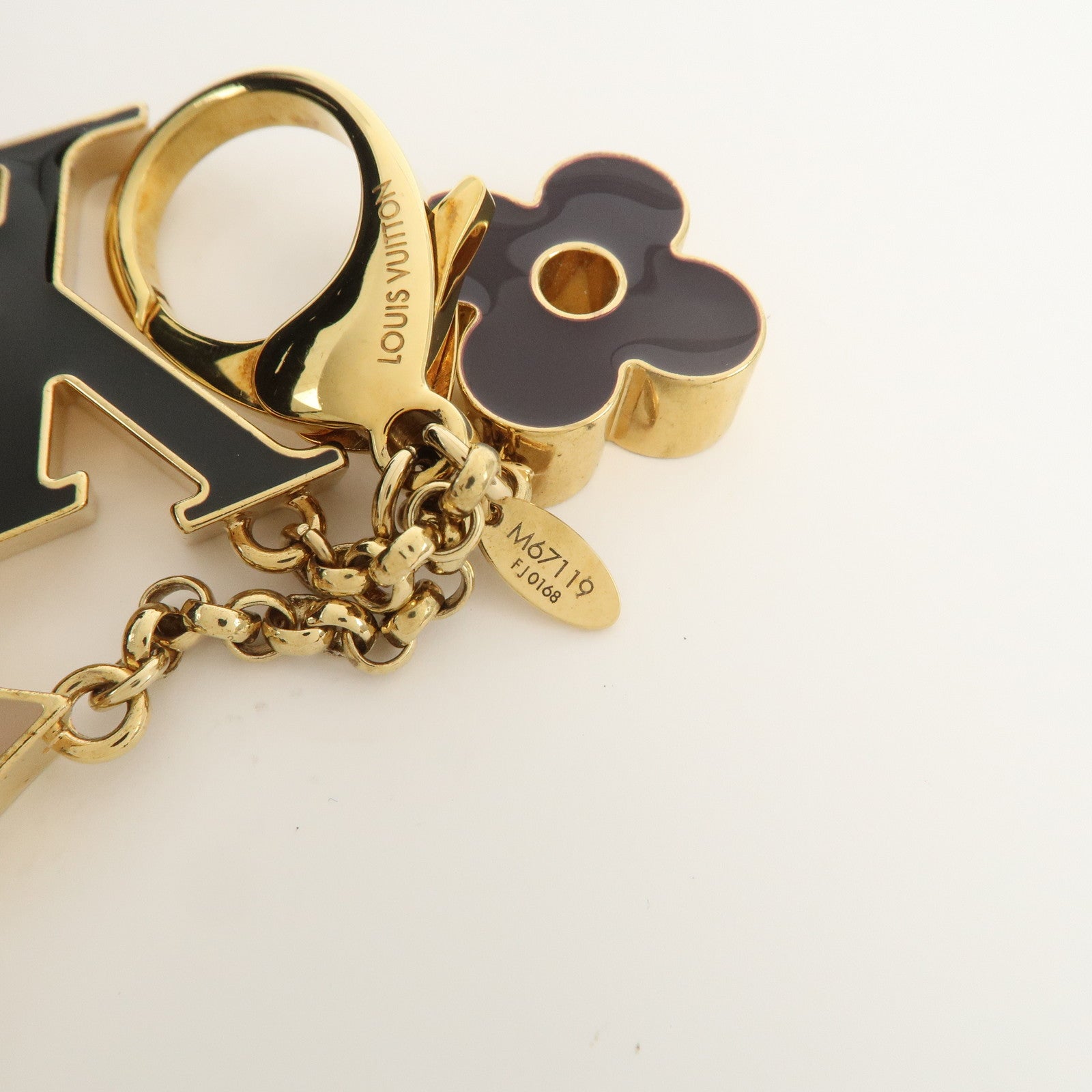 Louis Vuitton Fleur de Monogram Key Chain Bag Charm Gold M67119