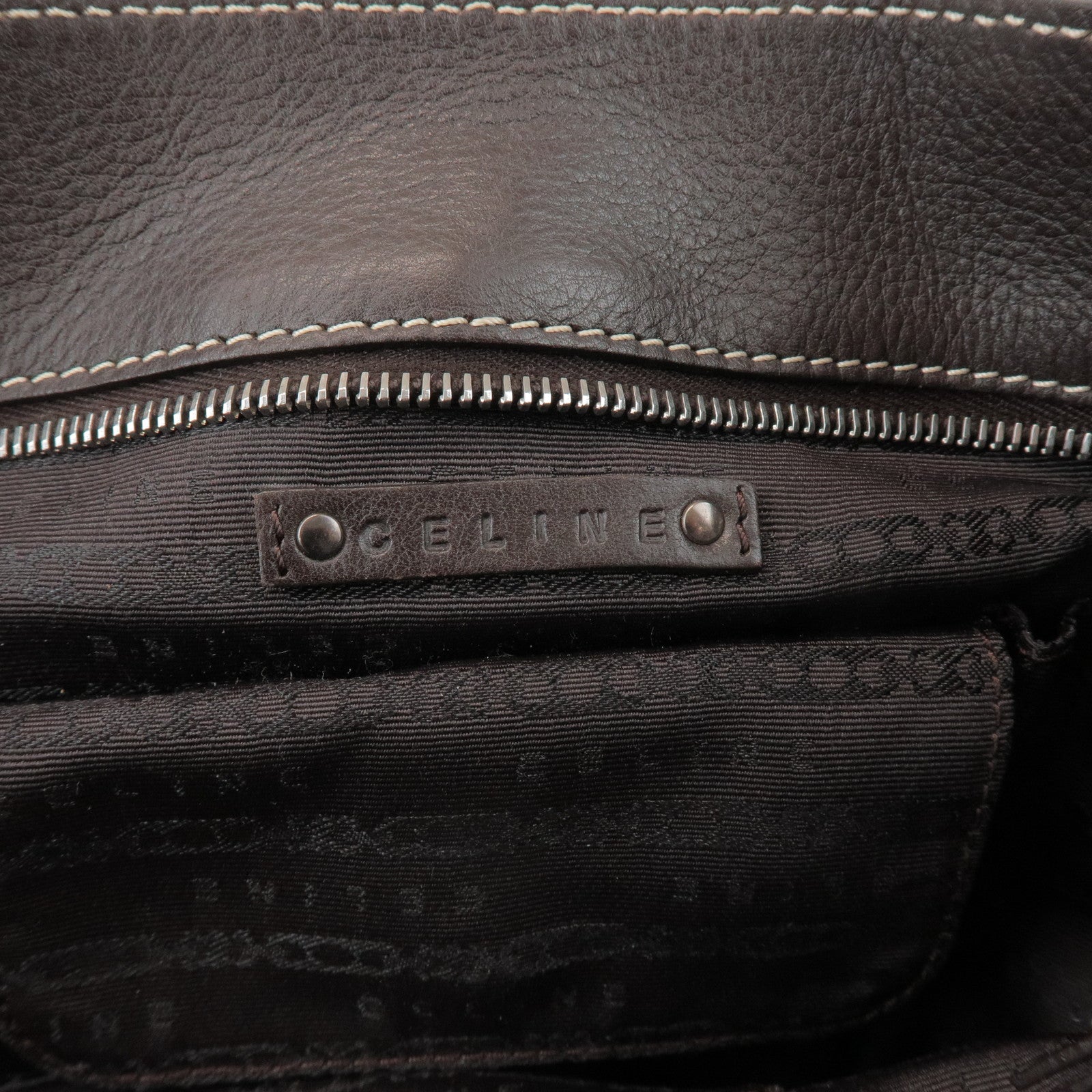 CELINE Bittersweet Leather Shoulder Bag Hand Bag Dark Brown