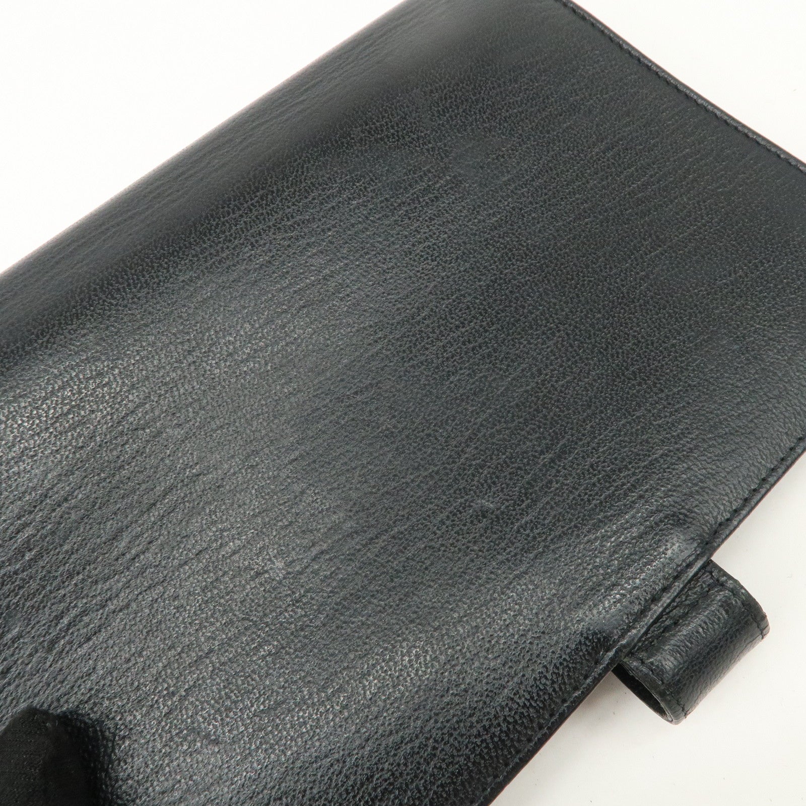 CHANEL COCO Mark Leather Planner Cover Black Gold Hardware Used