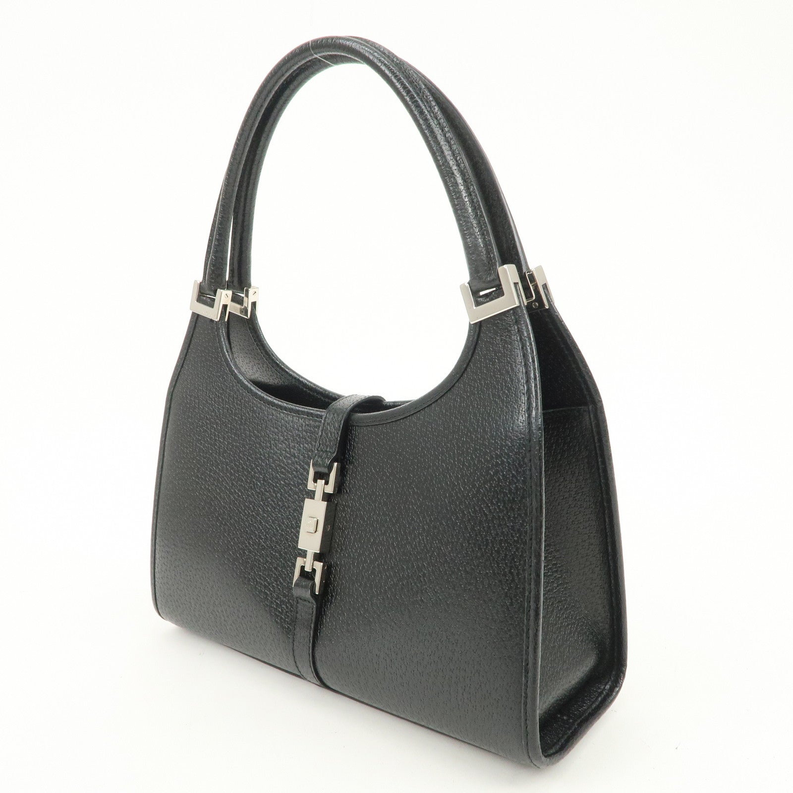 GUCCI Jackie Leather Hand Bag Black 002.1068