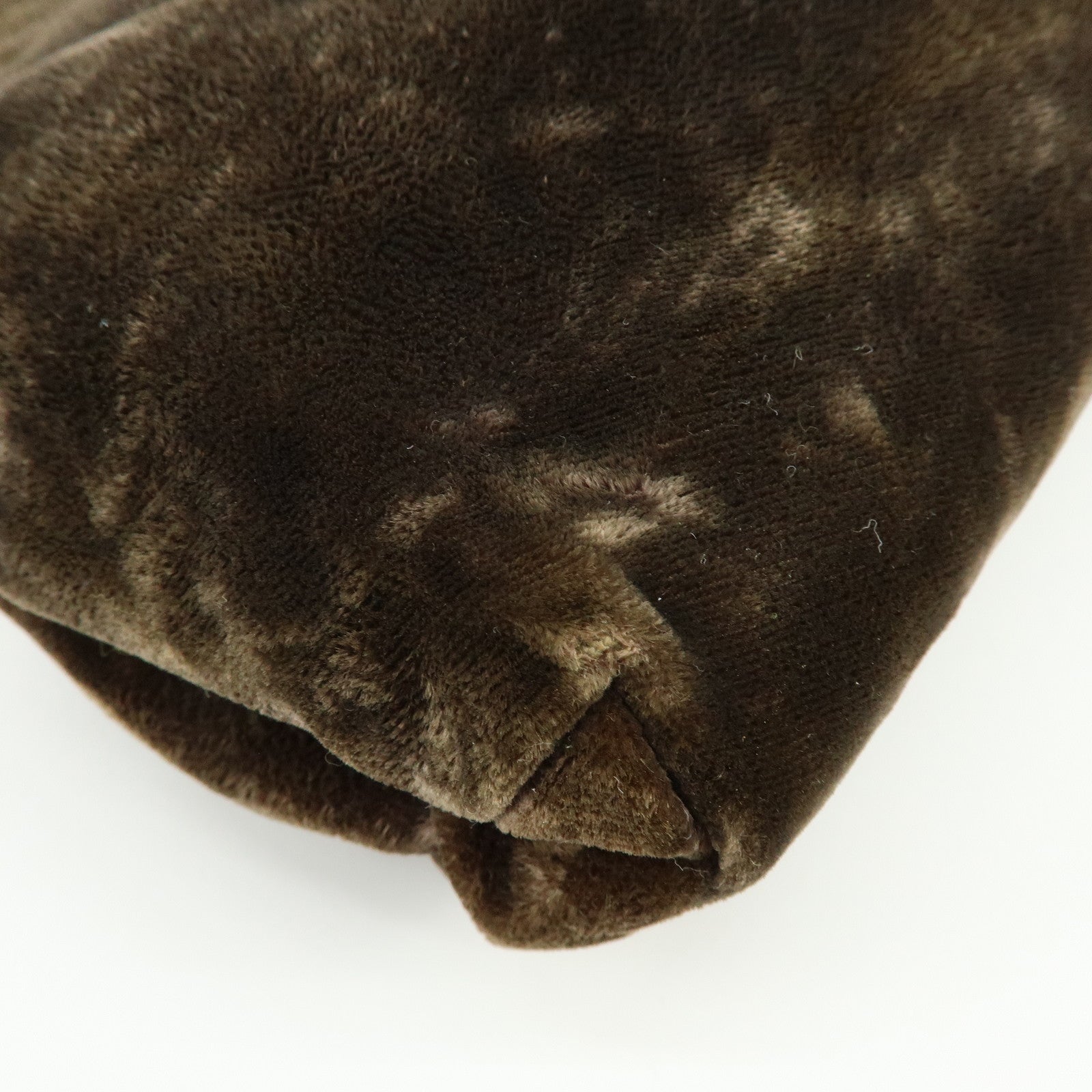 PRADA Logo Velour Hand Bag Brown B7641