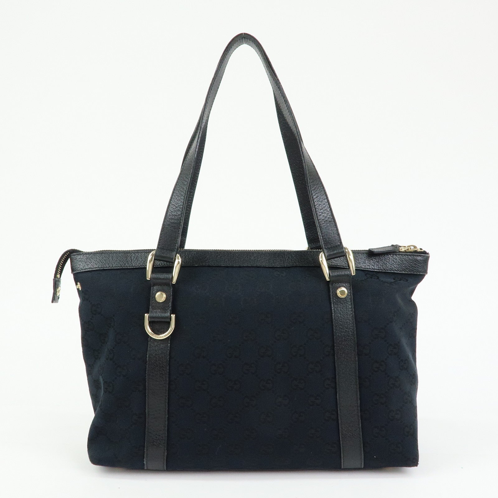 GUCCI Abbey GG Canvas Leather Tote Bag Shoulder Bag Black 141470