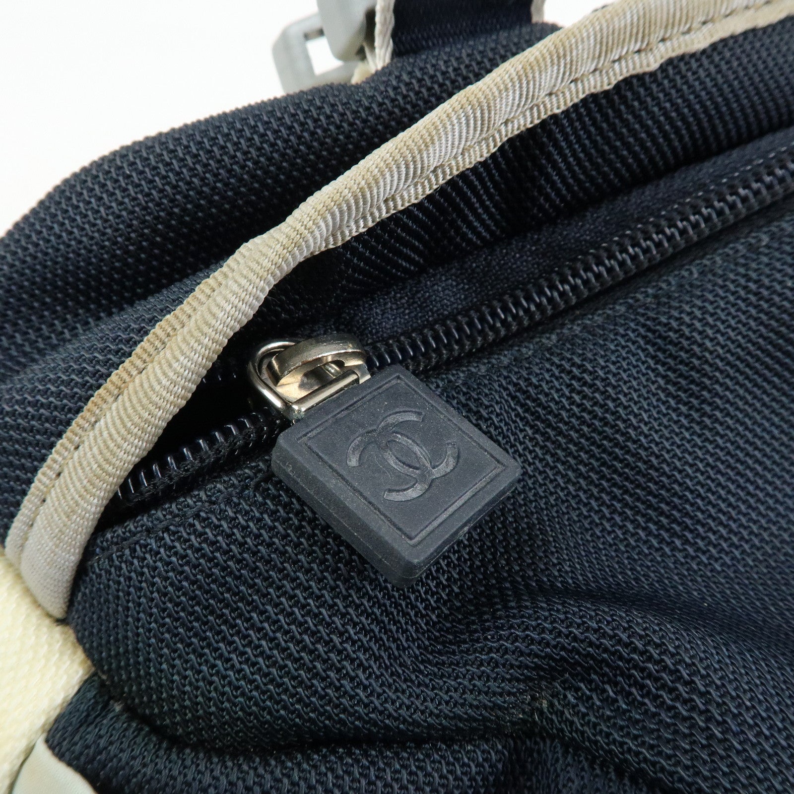 CHANEL Sportline Nylon 2Way Bag Hand Bag Navy Ivory A27892