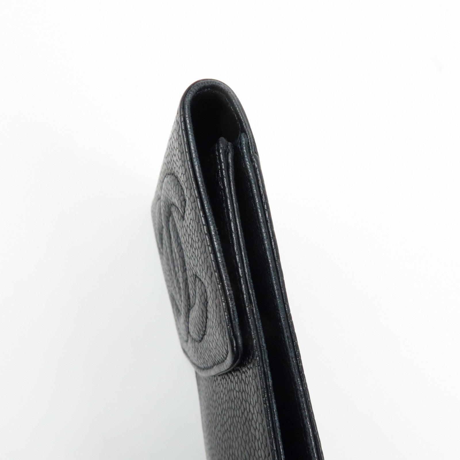 CHANEL COCO Mark Caviarskin Glasses Case Black