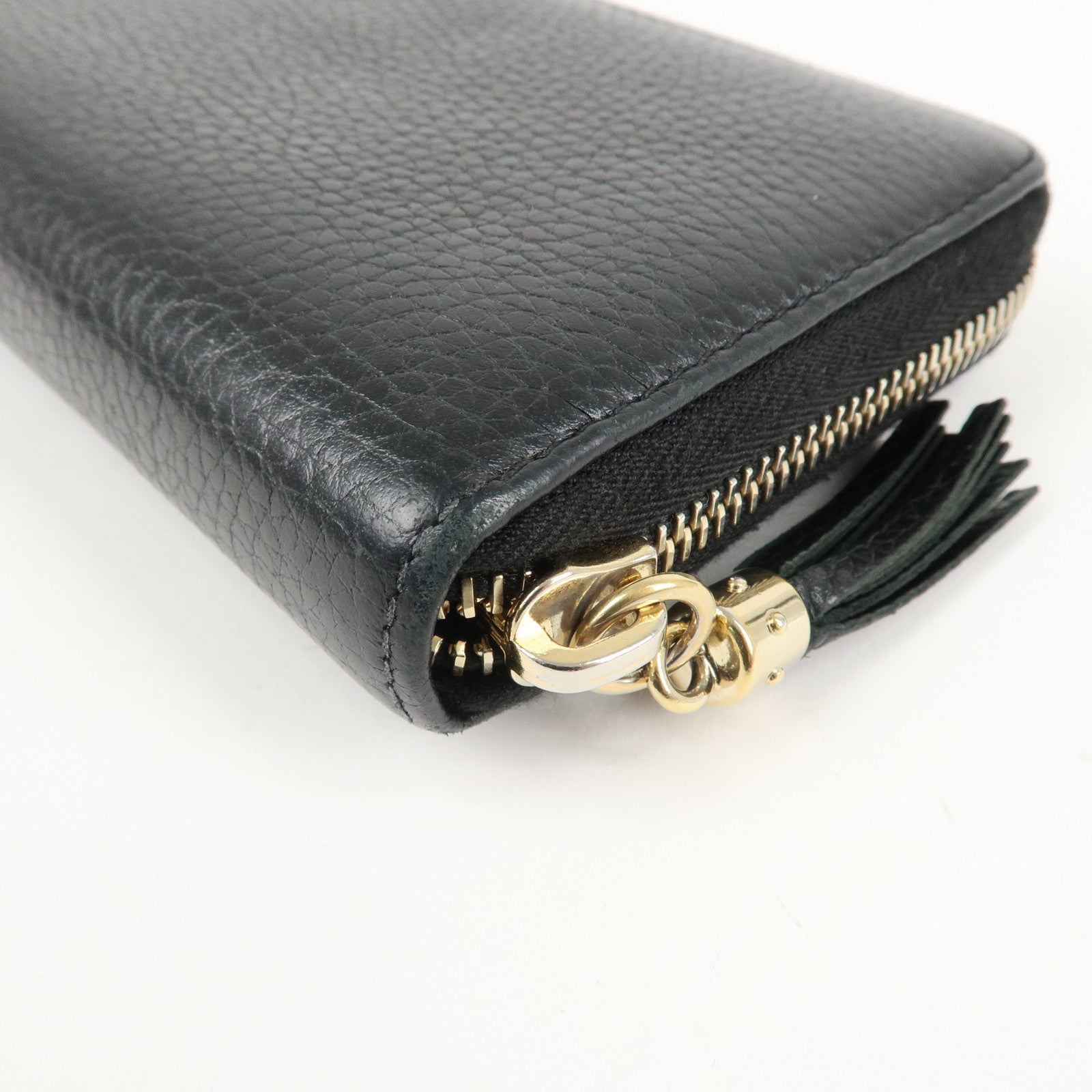 GUCCI SOHO Leather Zip Around Long Wallet Black Used
