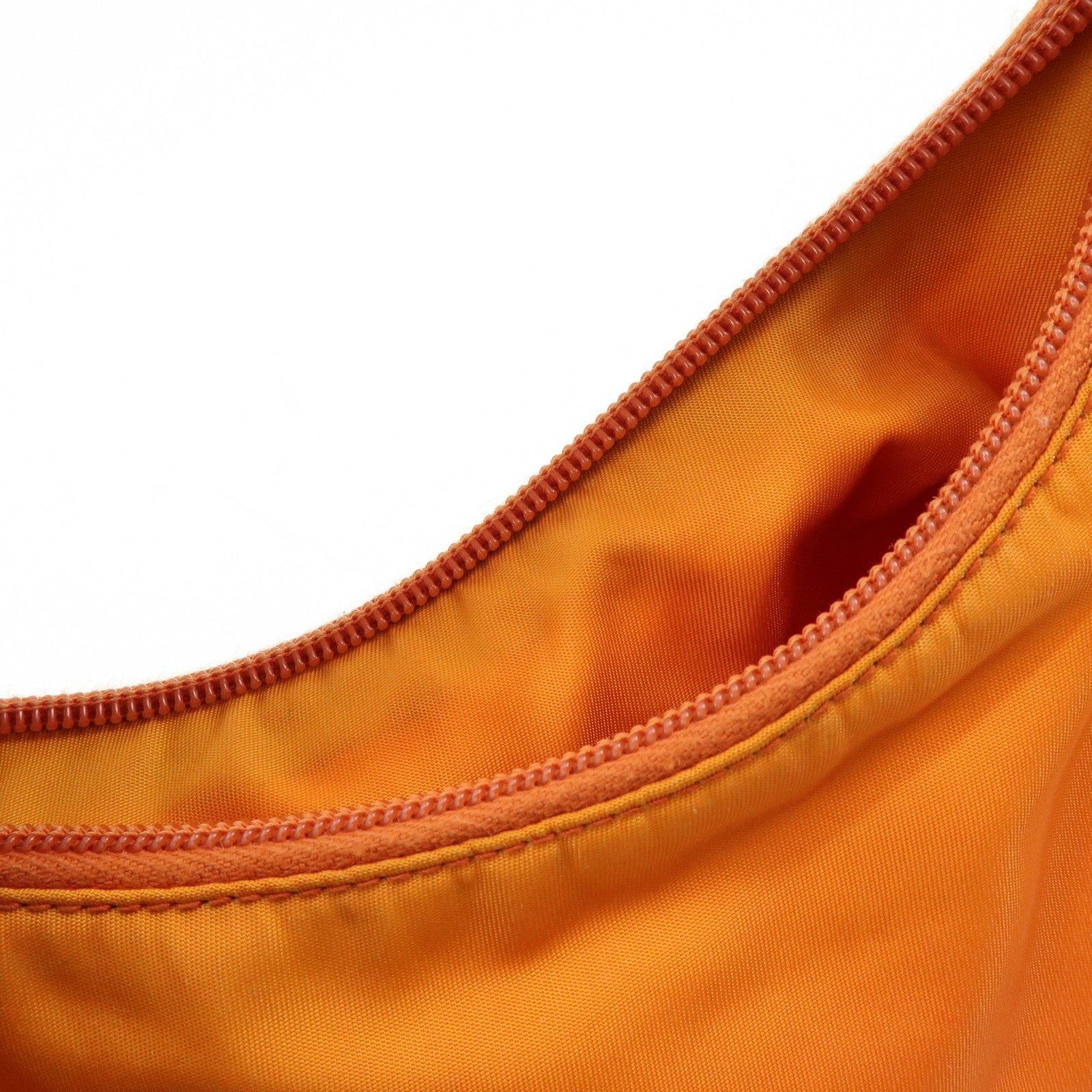 PRADA Triangle Logo Nylon Hand Bag Shoulder Bag Orange Beige