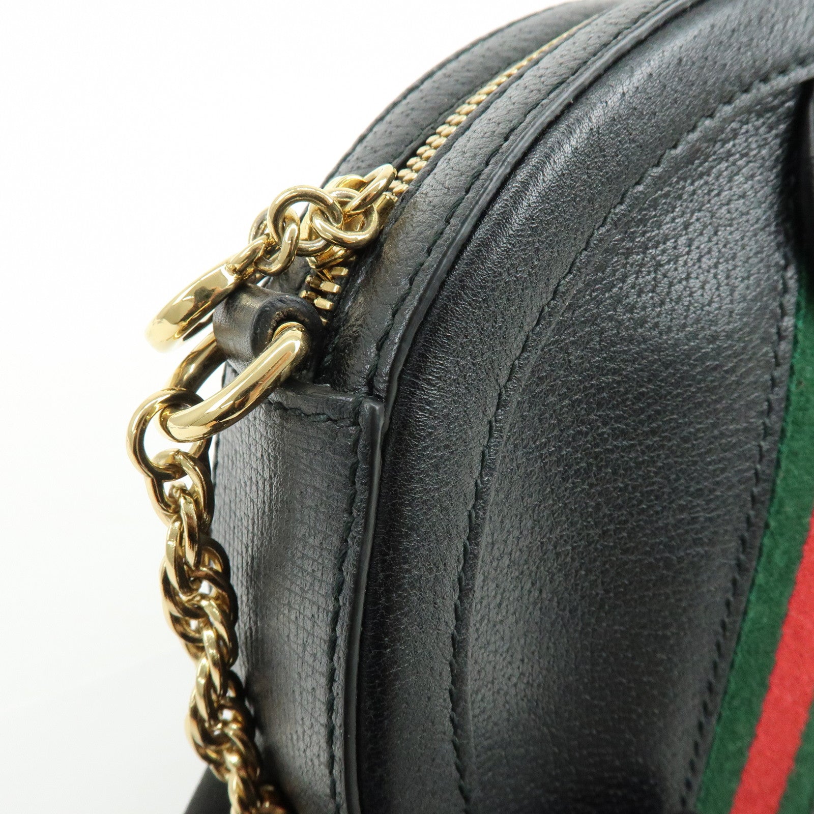 GUCCI Ophidia Sherry Calf Leather Round Chain Shoulder Bag 550618