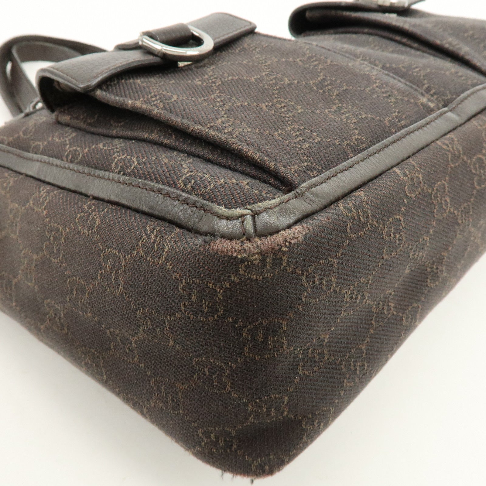 GUCCI Abbey GG Canvas Leather Tote Bag Hand Bag Brown 268639