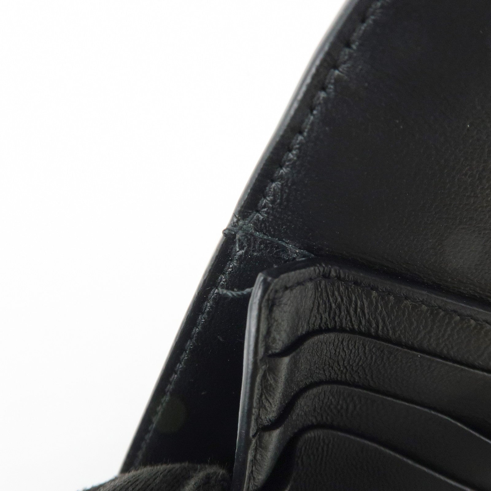 BALENCIAGA Logo Leather Bi-fold Compact Flap Wallet Black 637450