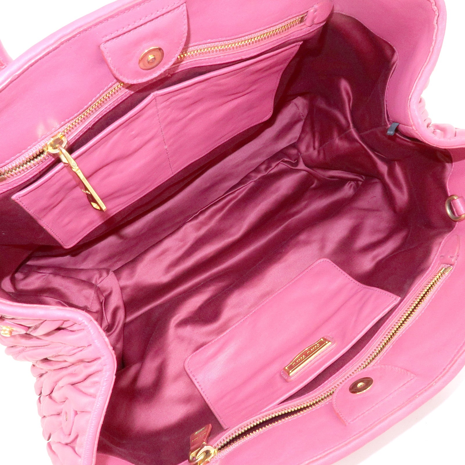 MIU MIU Matelasse Leather Tote Bag Shoulder Bag Hand Bag Pink