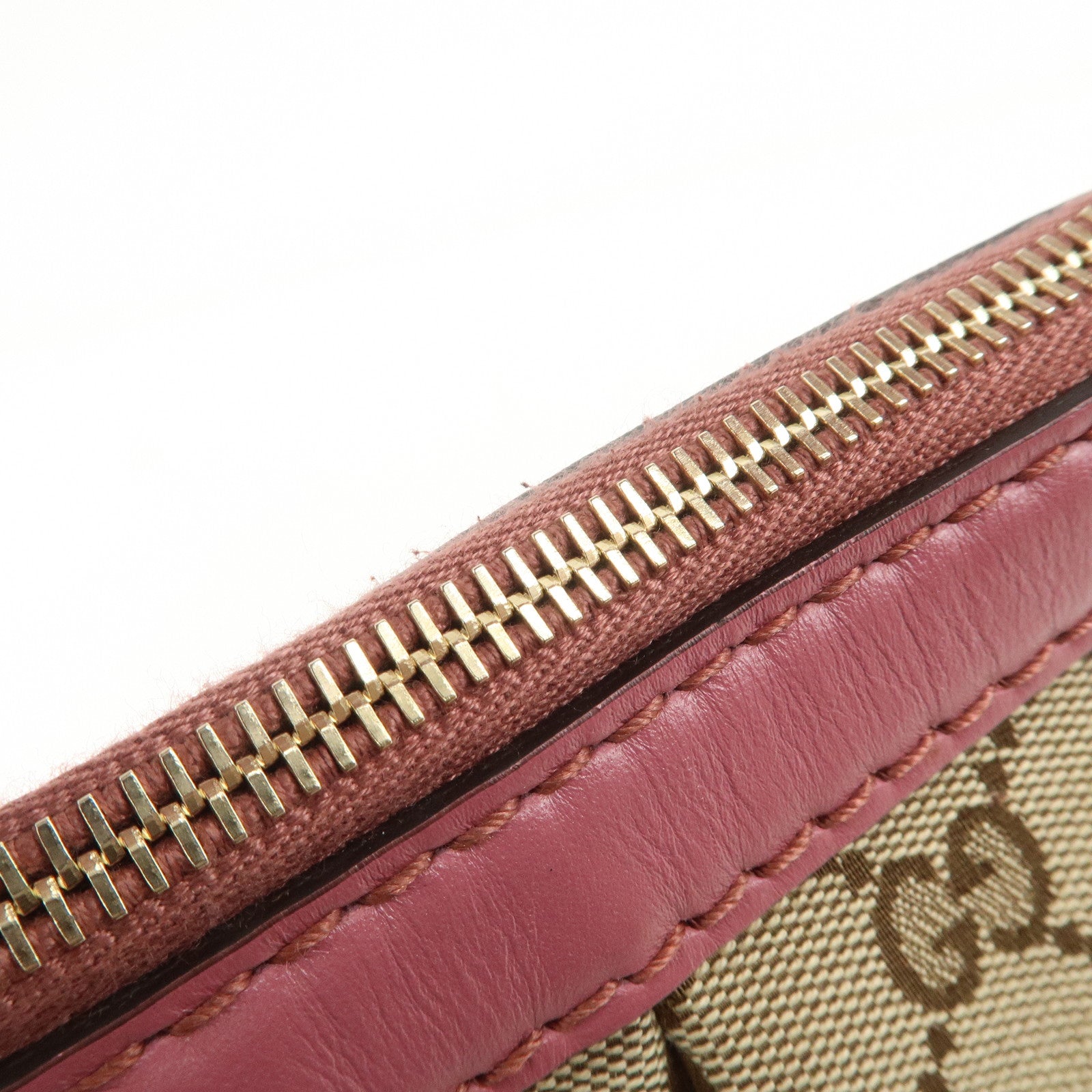 GUCCI Sukey Interlocking G GG Canvas Leather Shoulder Bag Beige