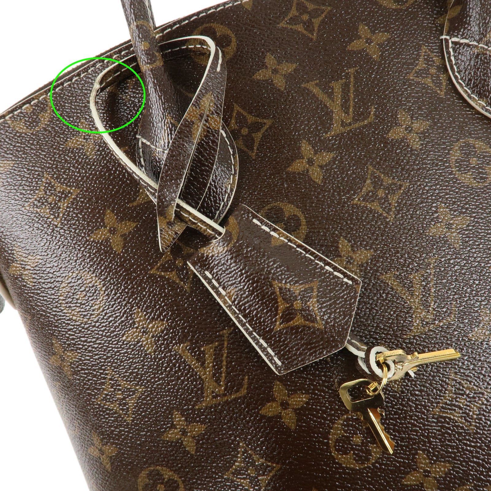 Louis Vuitton Monogram Shiny Canvas Lock It Hand Bag Brown M40597 Used