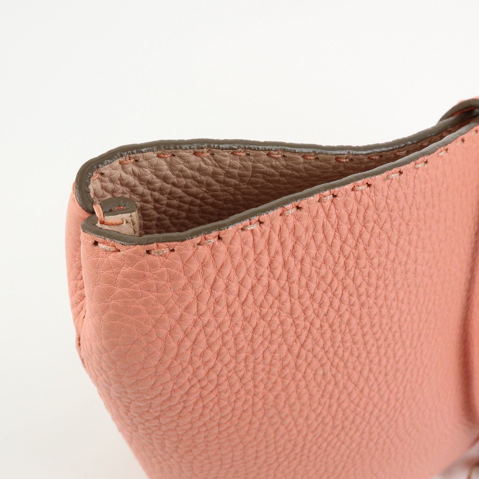 FENDI Selleria Carla Leather Tote Bag Shoulder Bag Pink 8BH257