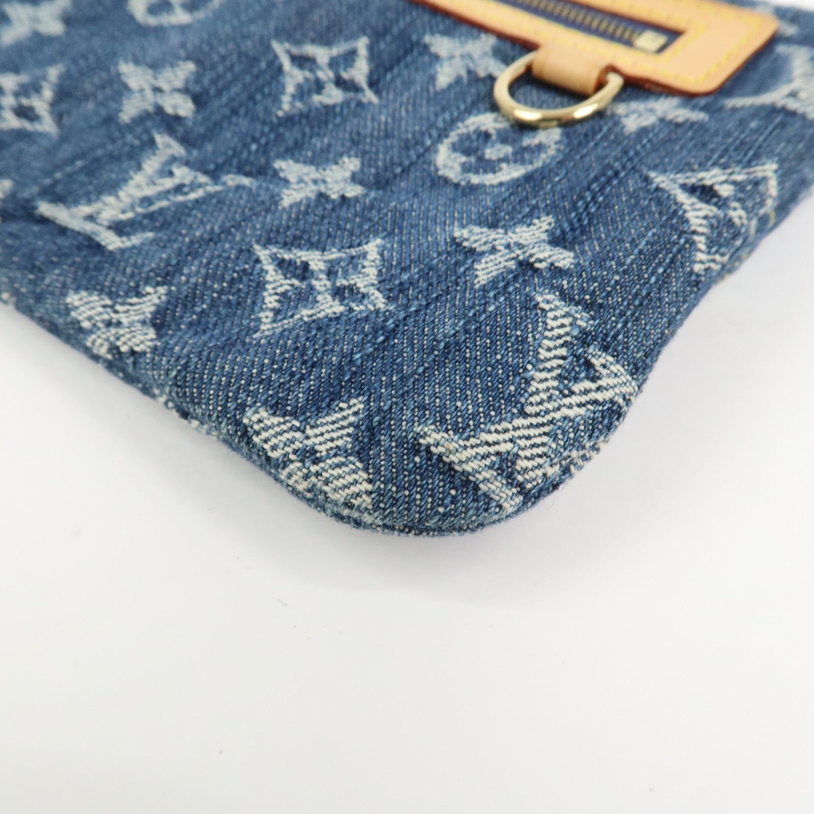 Louis Vuitton Monogram Denim Pochette Plat Pouch Clutch Bag M95007