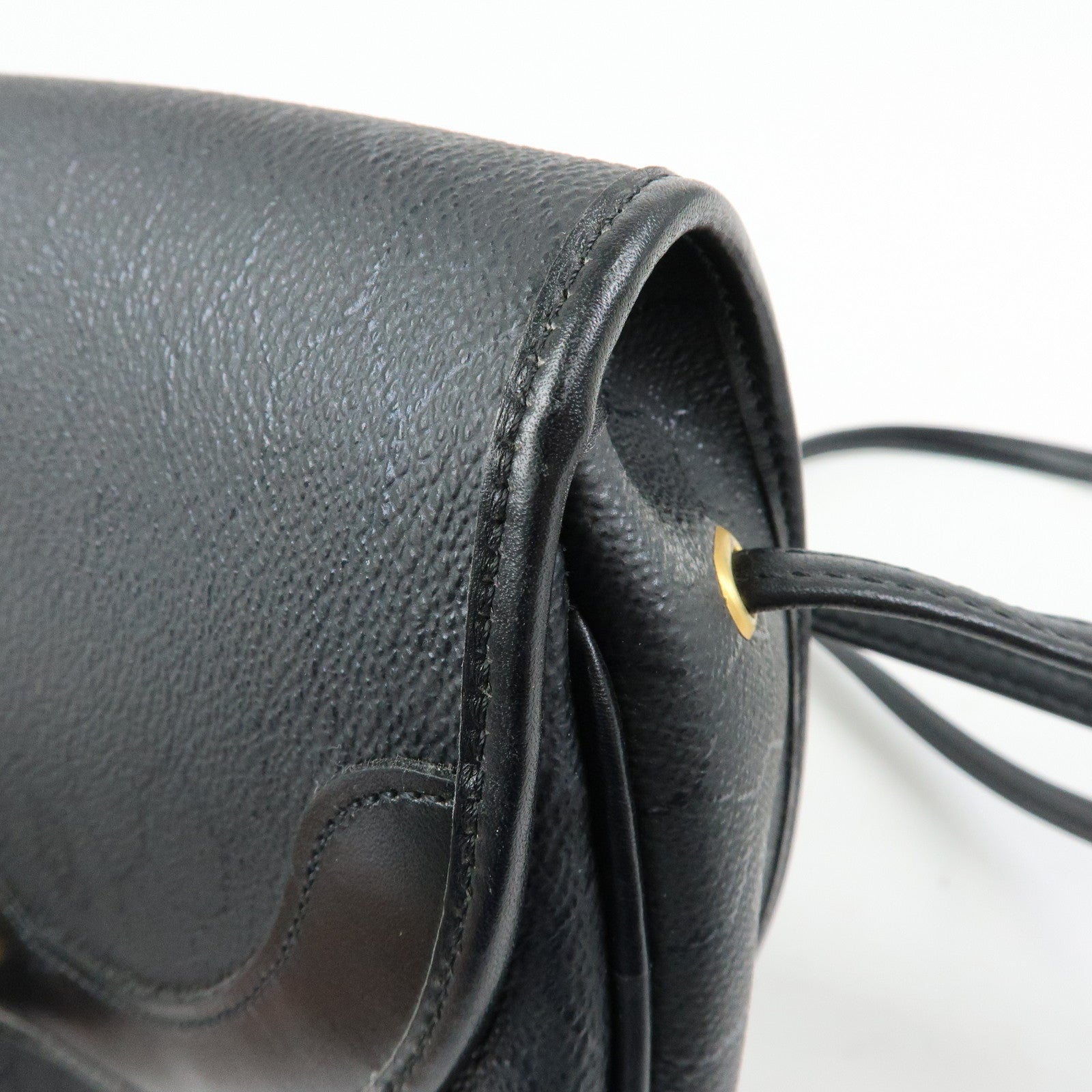 Christian Dior Honeycomb PVC Leather Shoulder Bag Crossbody Black