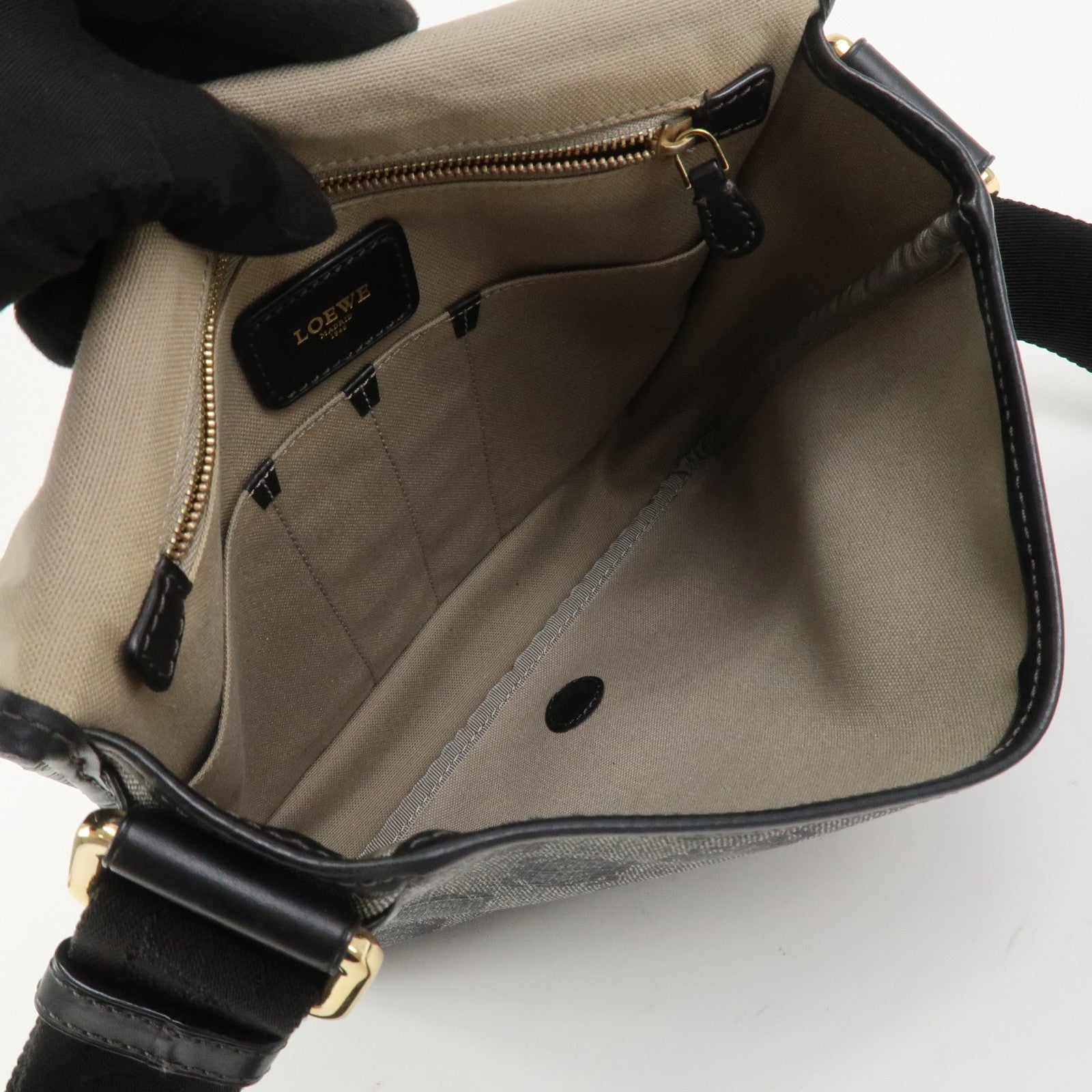 LOEWE Repeat Anagram PVC Leather Shoulder Bag Crossbody Bag Black