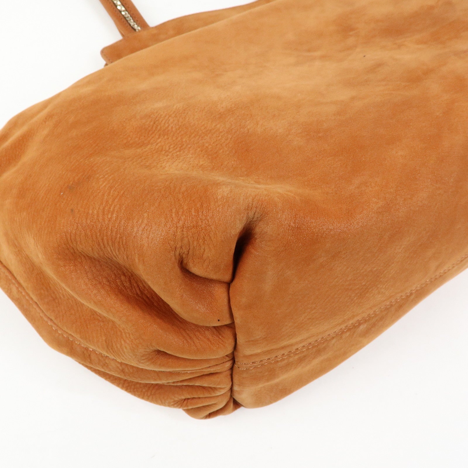 FENDI Leather LAMPO Tote Bag Shoulder Bag Camel Brown 8BR636