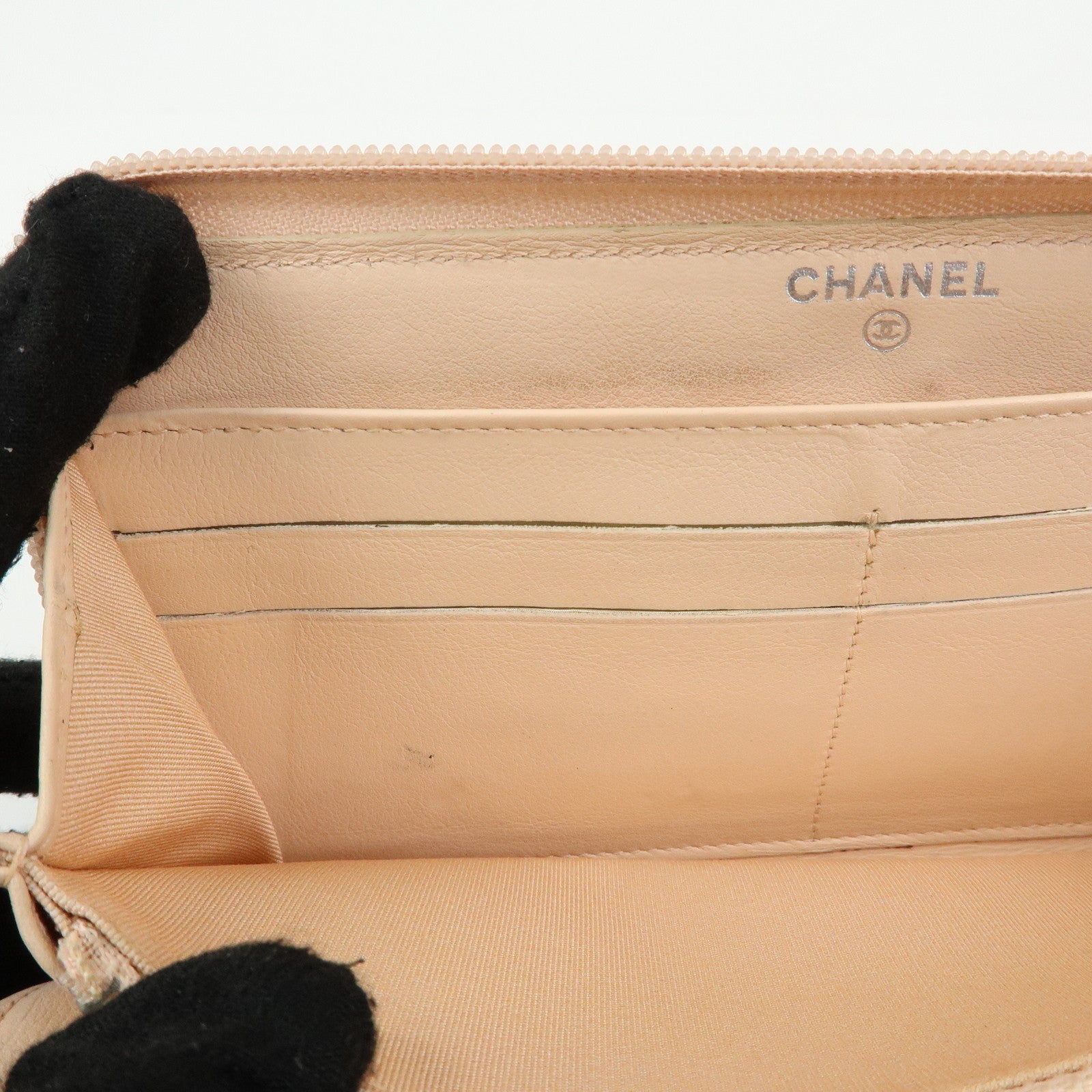CHANEL Makeup COCO Mark Patent Leather Long Wallet Yellow