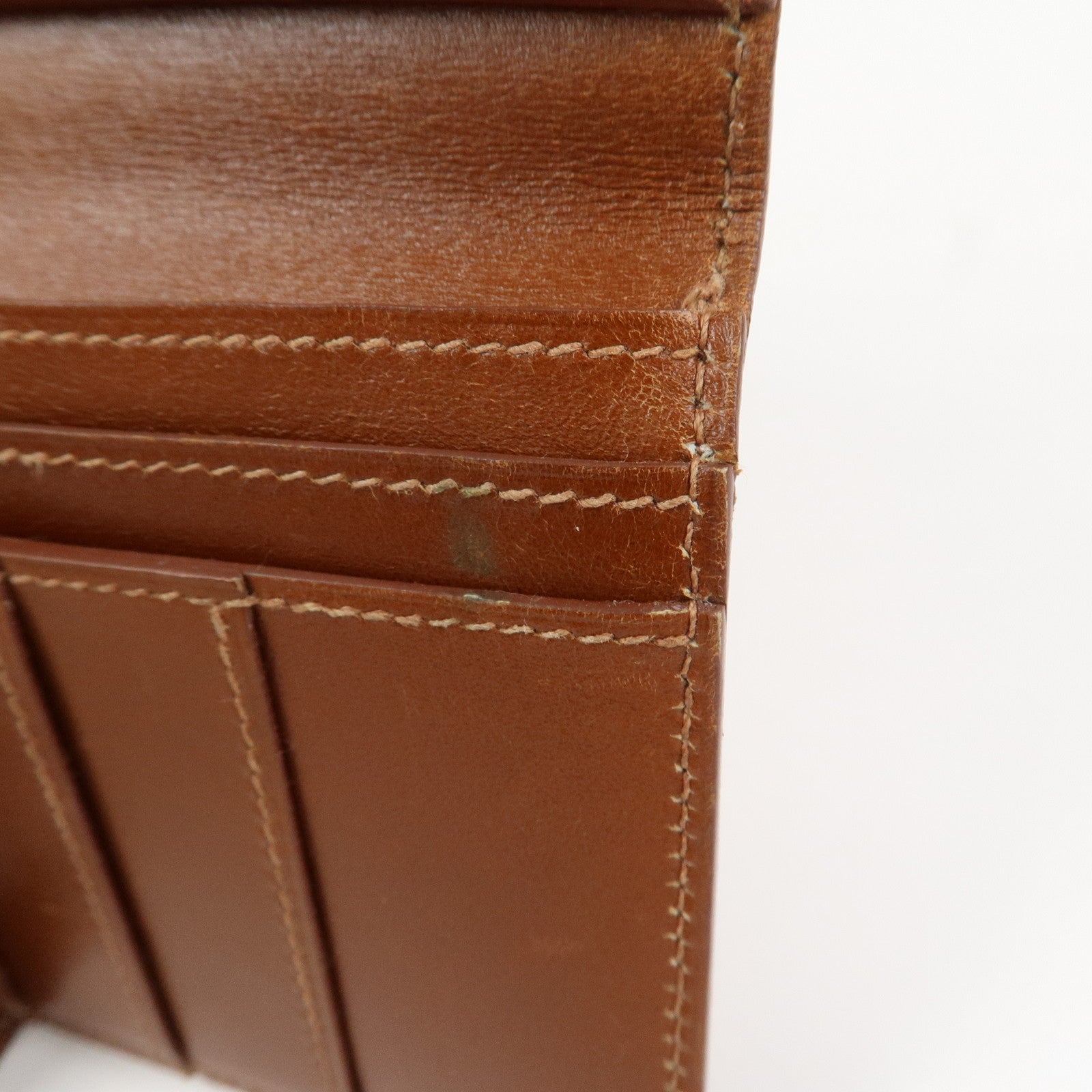 HERMES Bearn Classic Box Calf □O Stamped Bi-Fold Long Wallet Brown