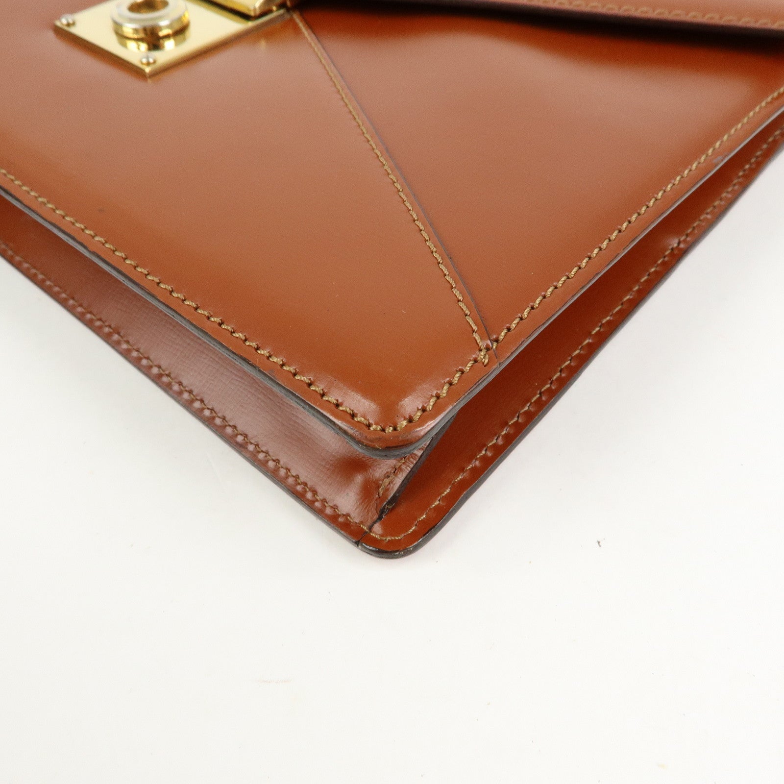 LOEWE Anagram Logo Leather Clutch Bag Wristlet Bag Brown
