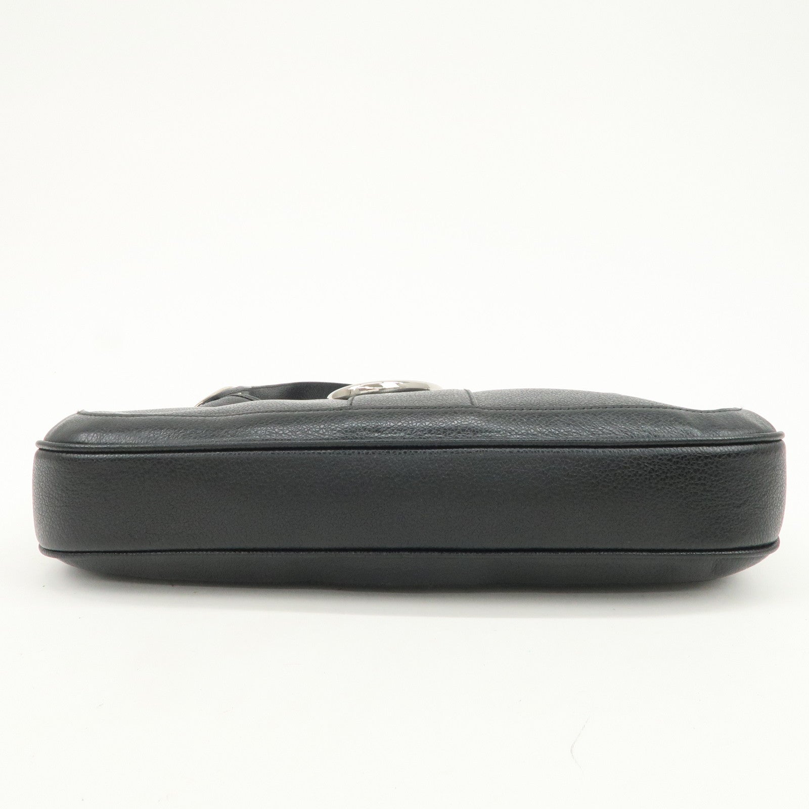 BVLGARI Logo Leather Shoulder Bag Hand Bag Black